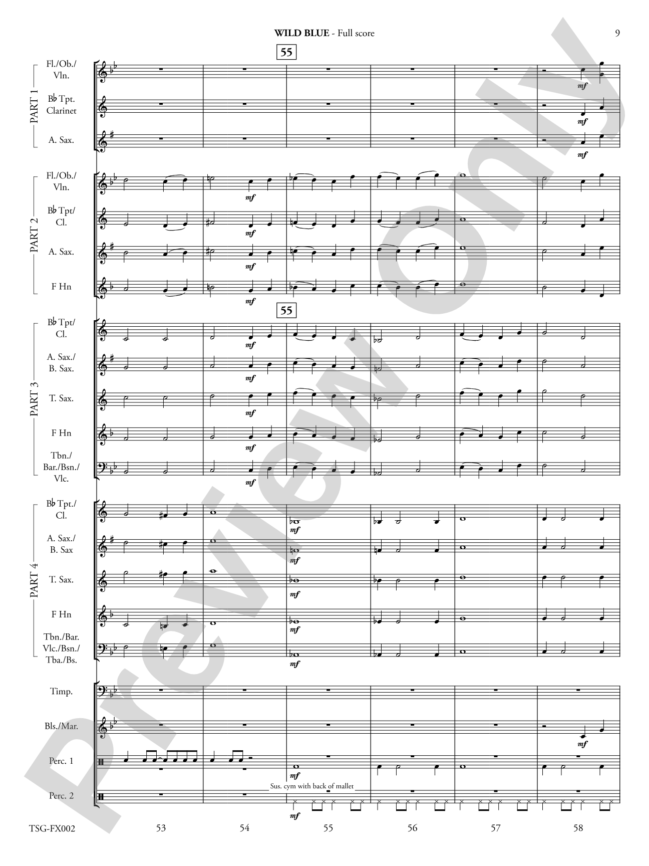 Wild Blue: Flexible Band/String Ensemble Score & Parts