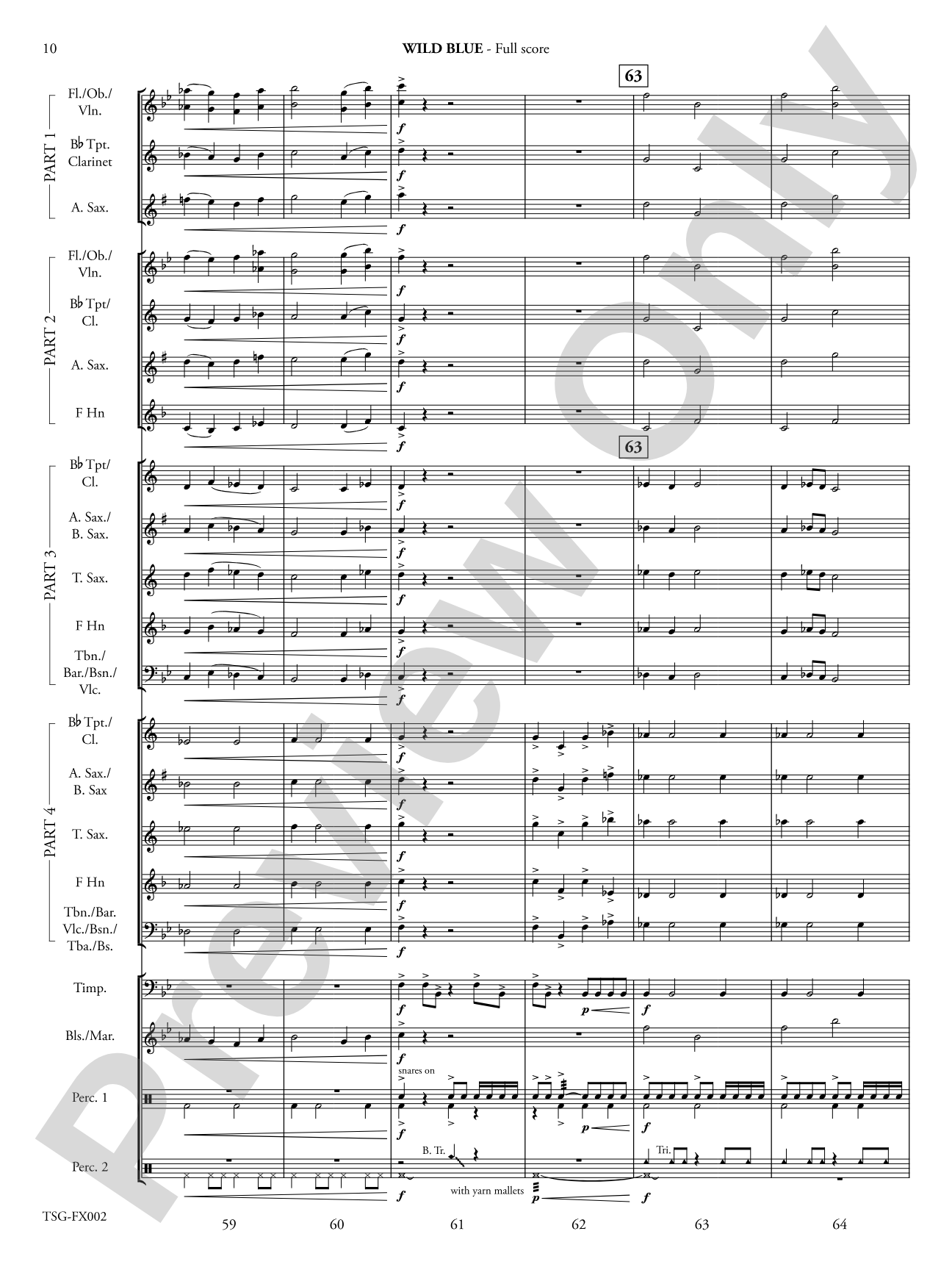 Wild Blue: Flexible Band/String Ensemble Score & Parts