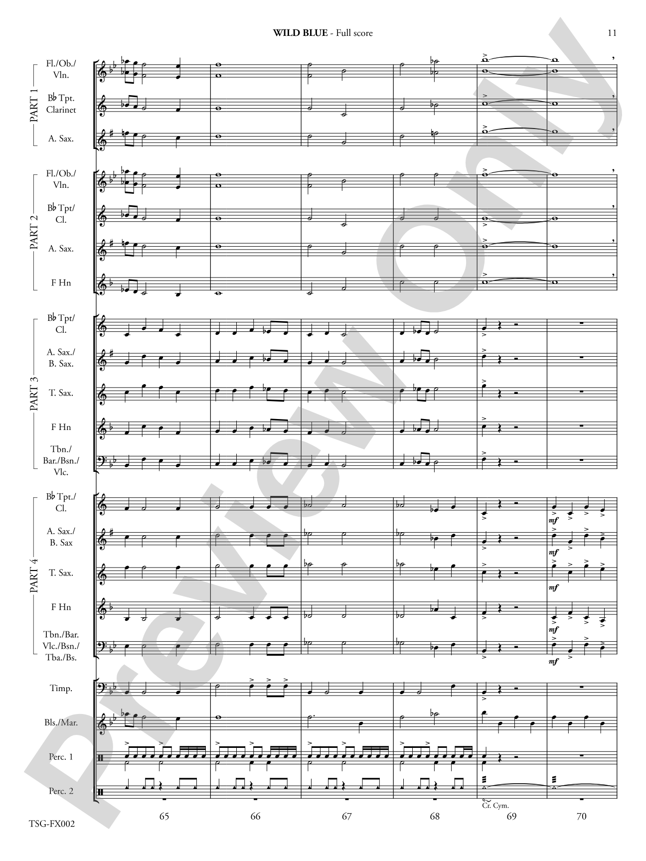 Wild Blue: Flexible Band/String Ensemble Score & Parts