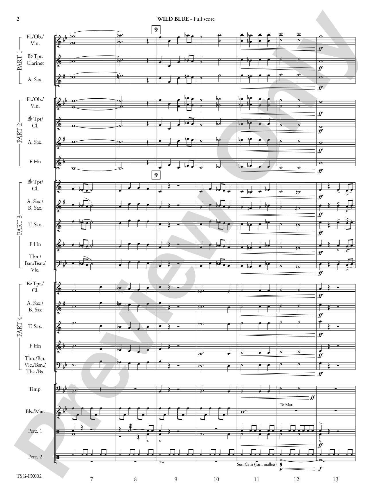 Wild Blue: Flexible Band/String Ensemble Score & Parts