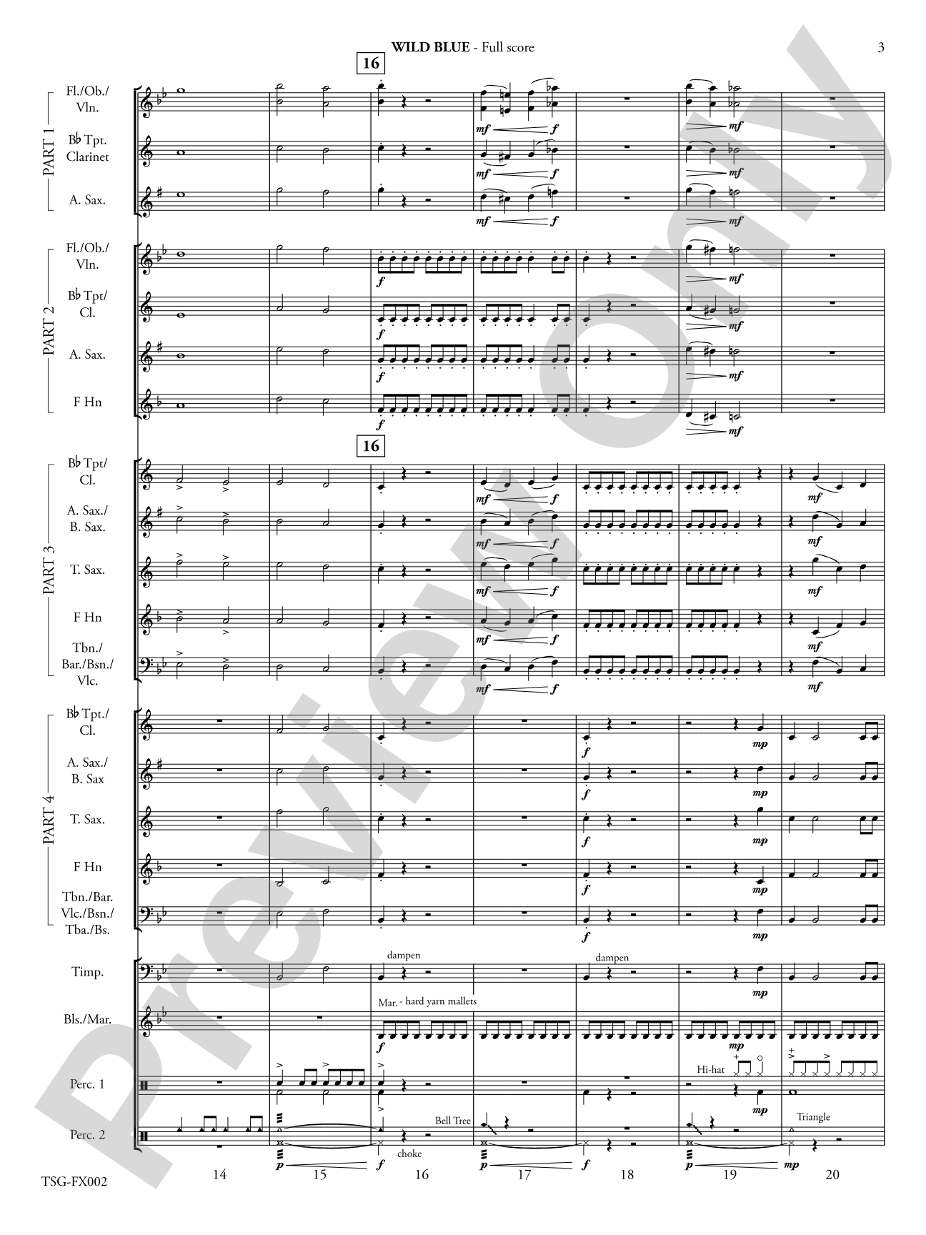 Wild Blue: Flexible Band/String Ensemble Score & Parts