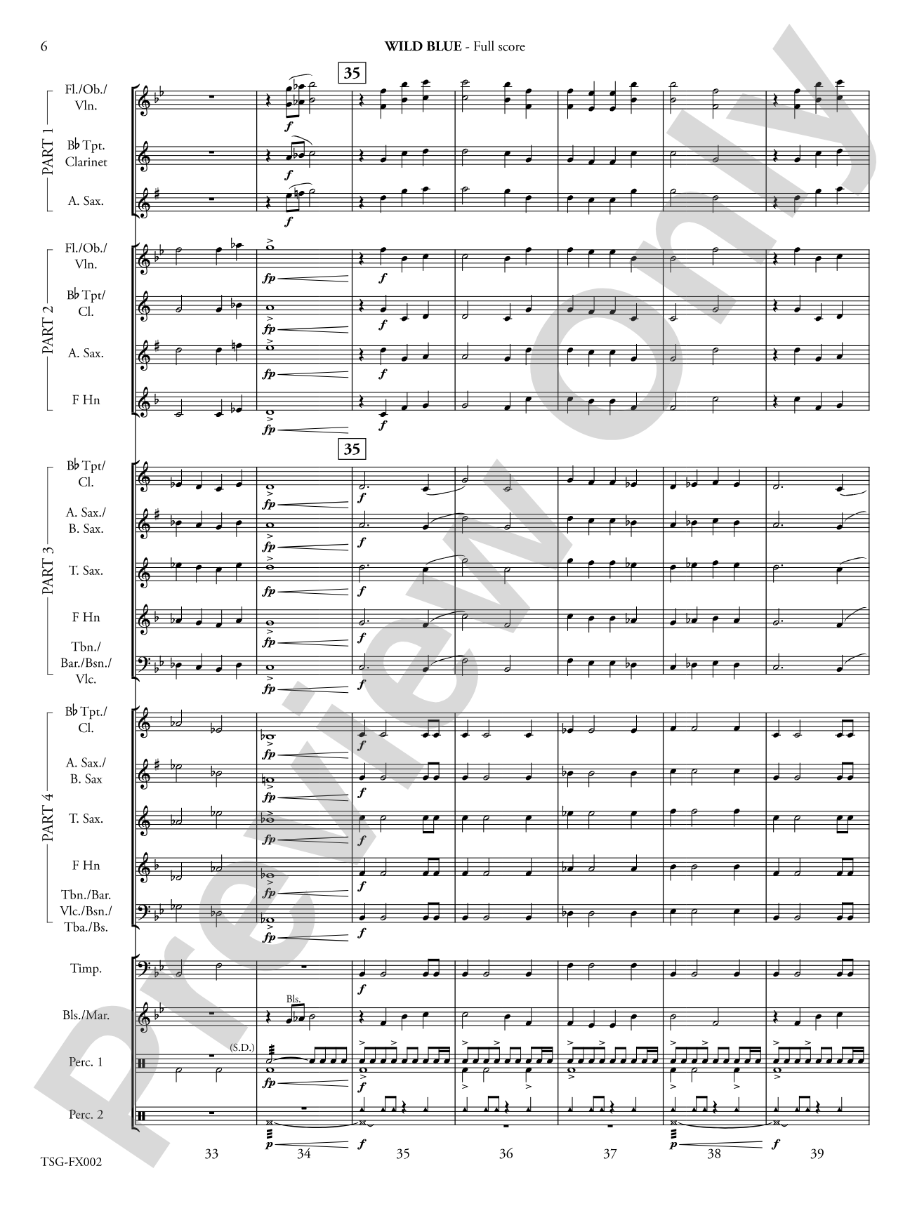 Wild Blue: Flexible Band/String Ensemble Score & Parts