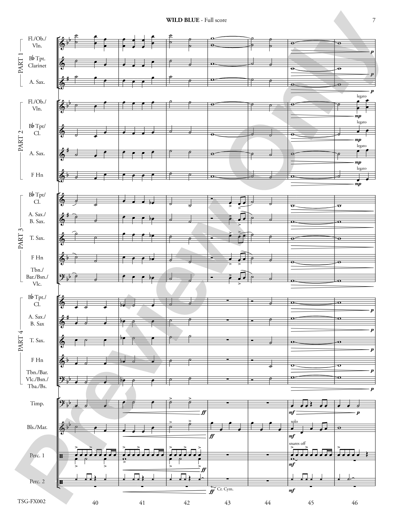 Wild Blue: Flexible Band/String Ensemble Score & Parts