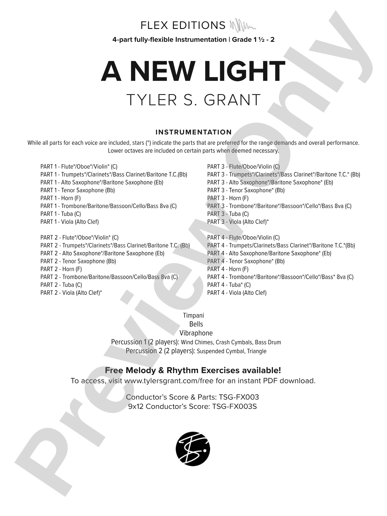 A New Light: Flexible Band/String Ensemble Score & Parts