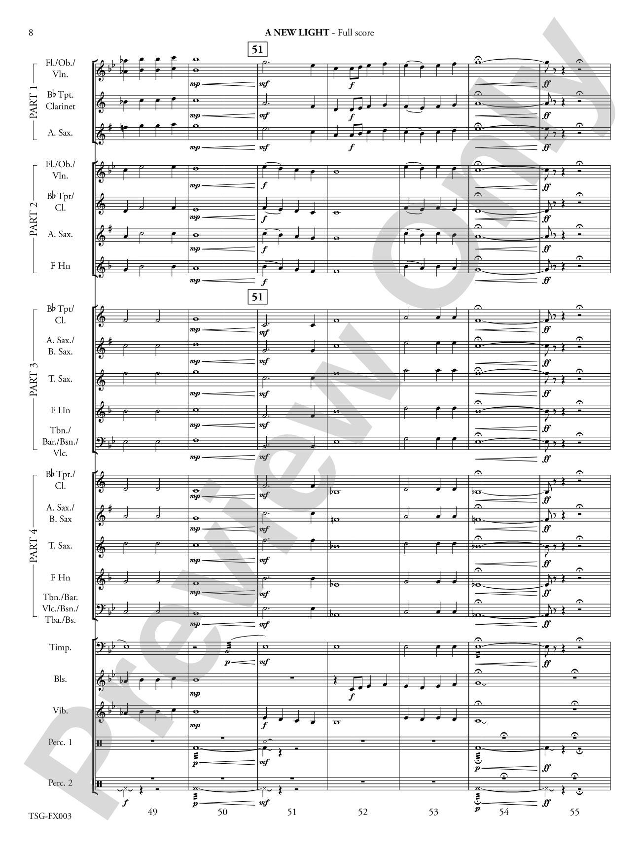 A New Light: Flexible Band/String Ensemble Score & Parts