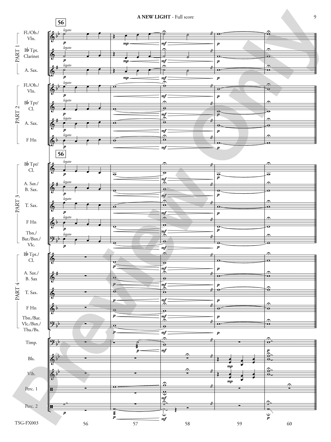 A New Light: Flexible Band/String Ensemble Score & Parts