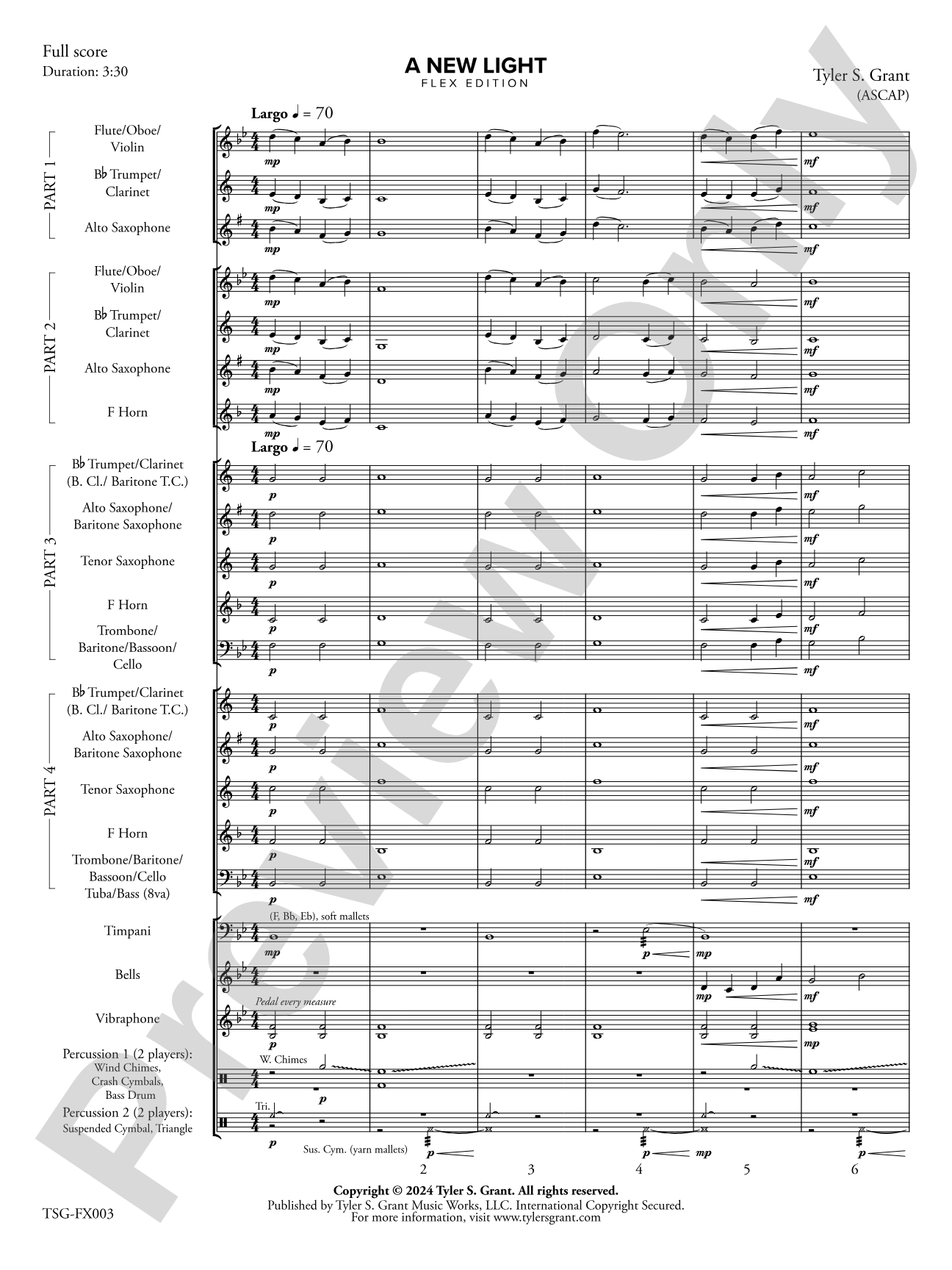 A New Light: Flexible Band/String Ensemble Score & Parts