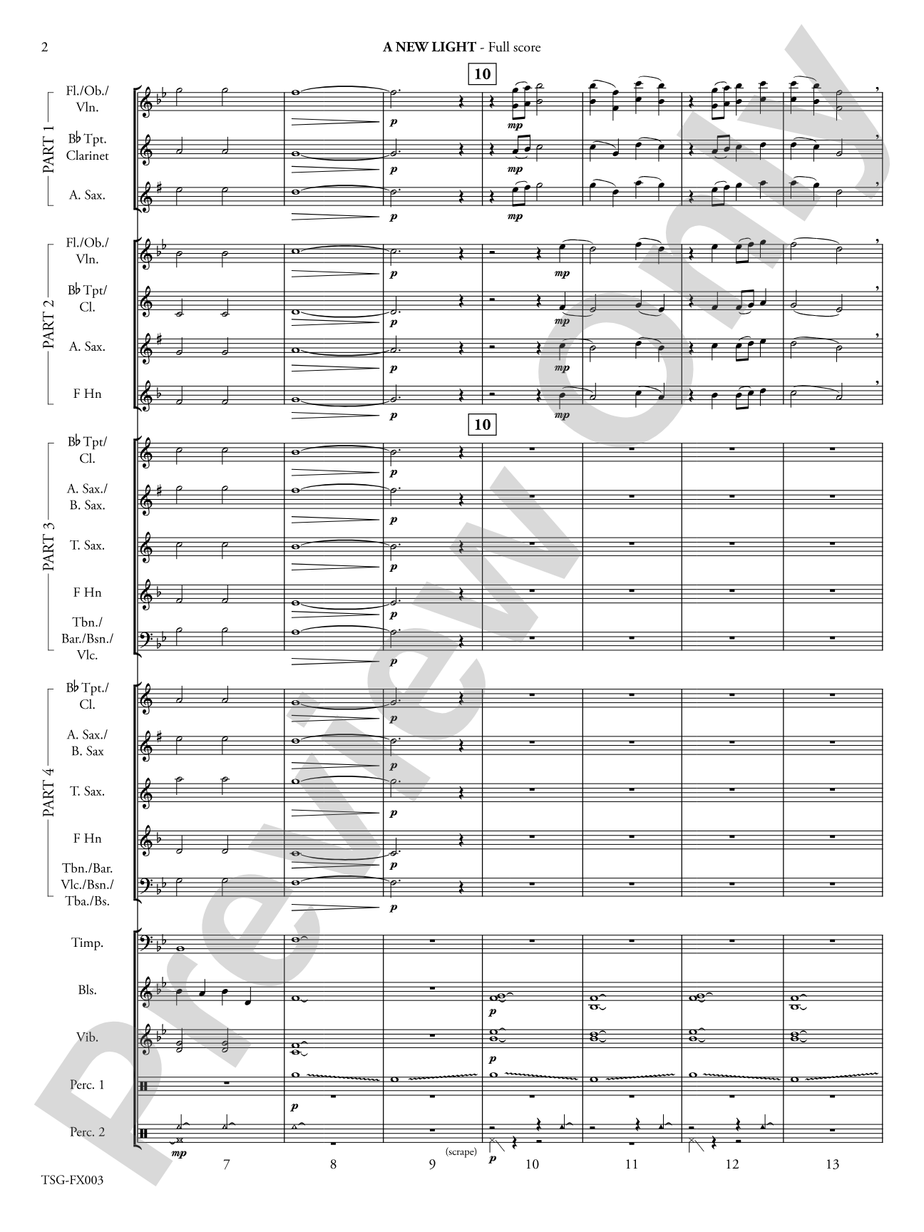 A New Light: Flexible Band/String Ensemble Score & Parts