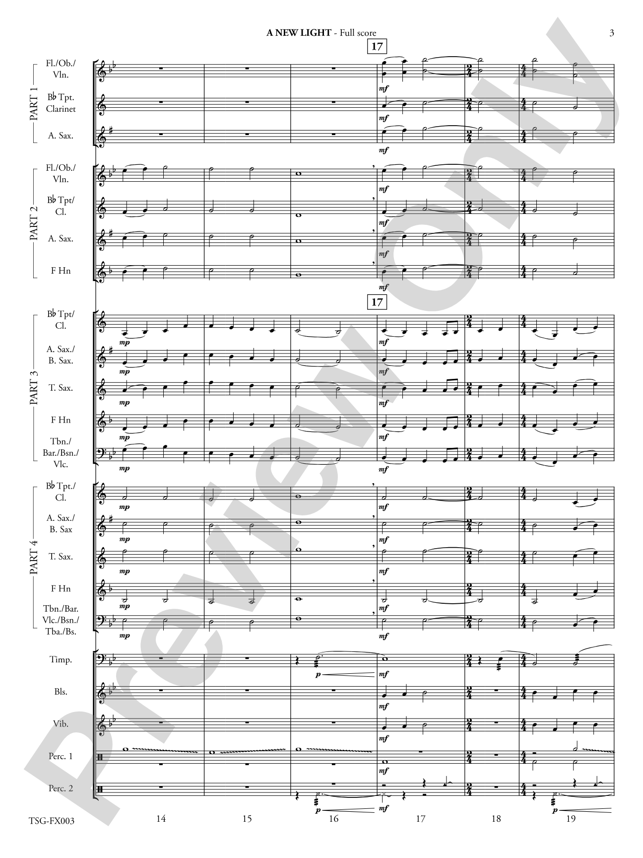 A New Light: Flexible Band/String Ensemble Score & Parts