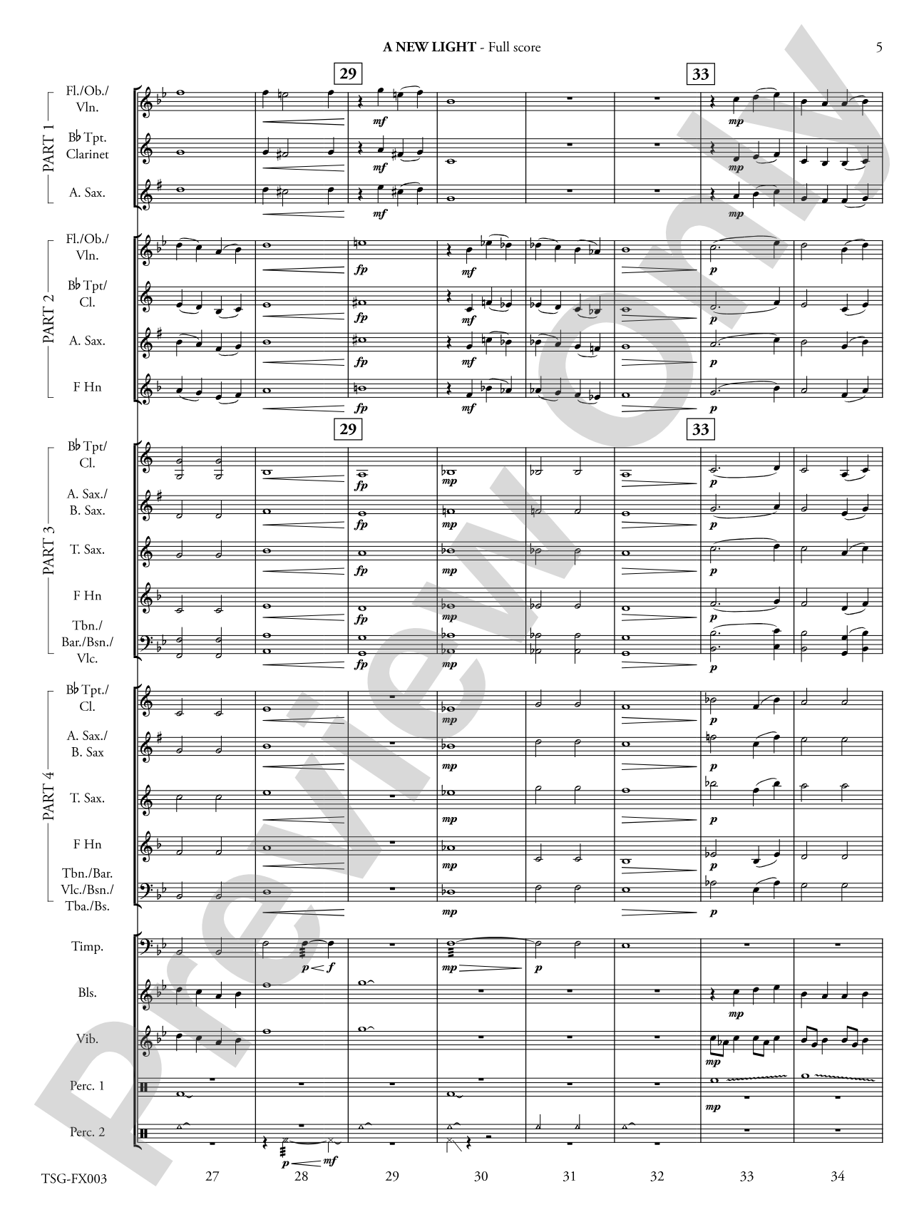 A New Light: Flexible Band/String Ensemble Score & Parts