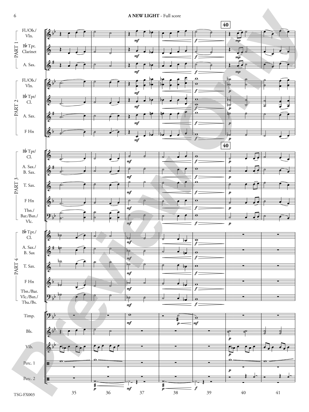 A New Light: Flexible Band/String Ensemble Score & Parts