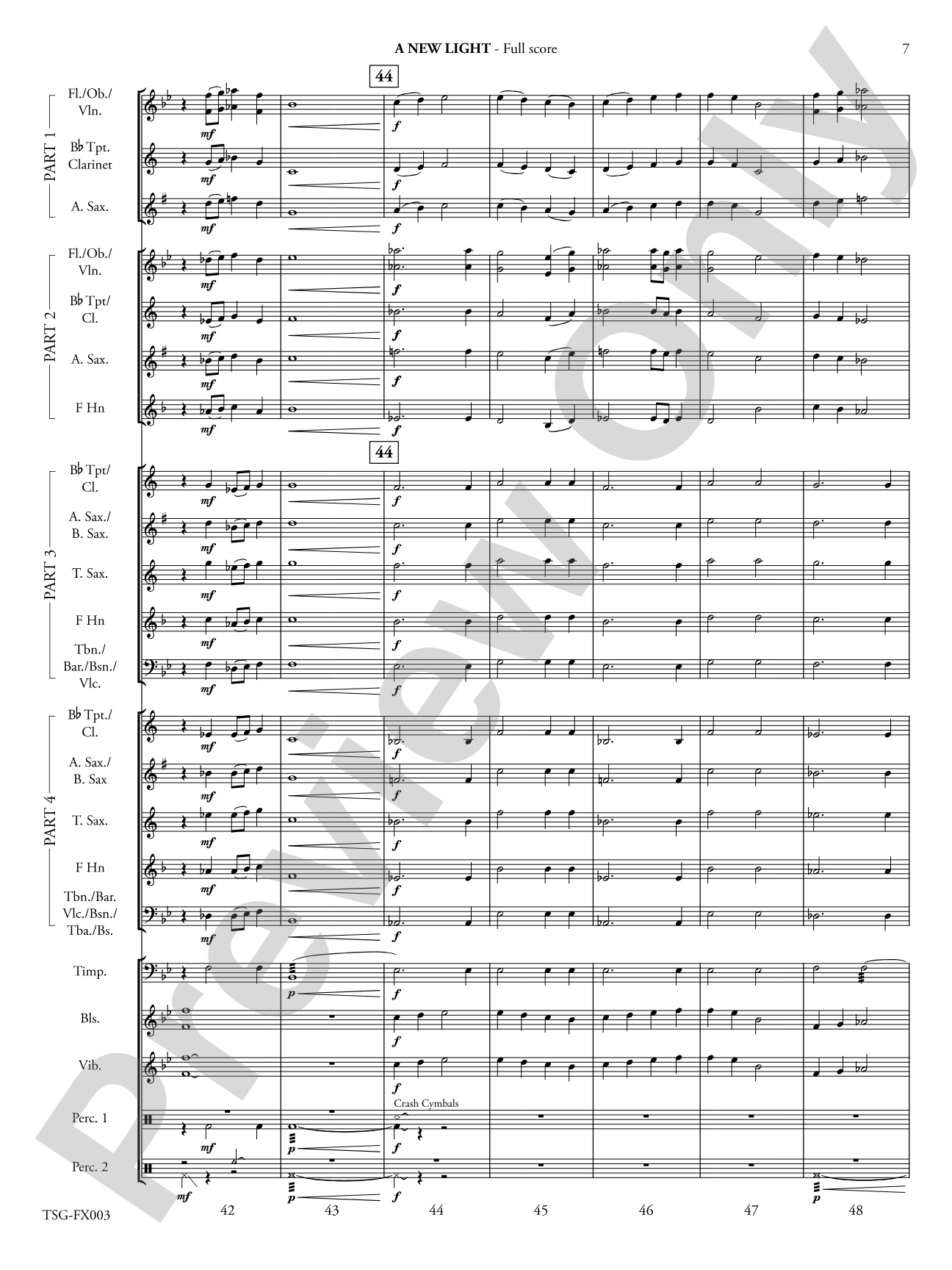 A New Light: Flexible Band/String Ensemble Score & Parts