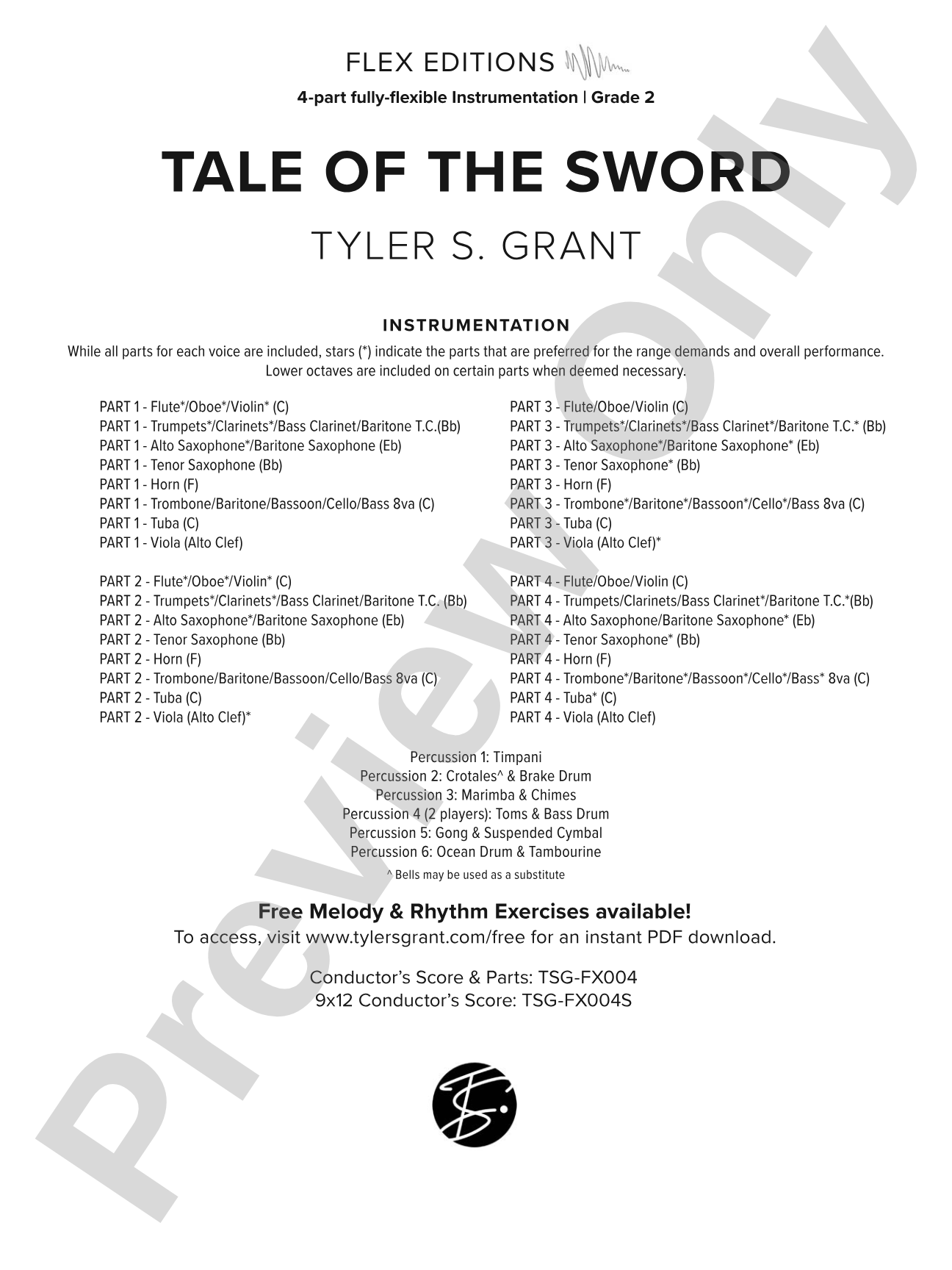 Tale of the Sword: Flexible Band/String Ensemble Score & Parts