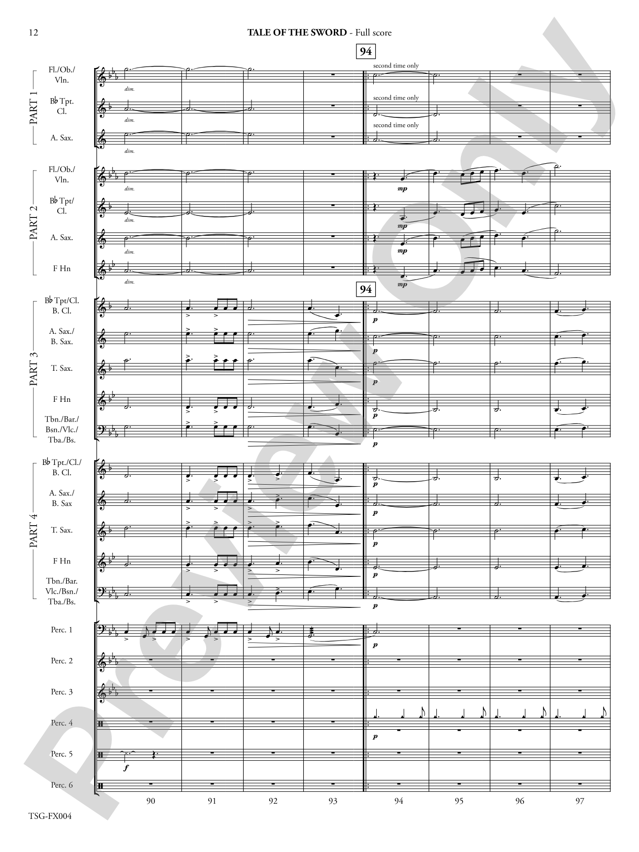 Tale of the Sword: Flexible Band/String Ensemble Score & Parts