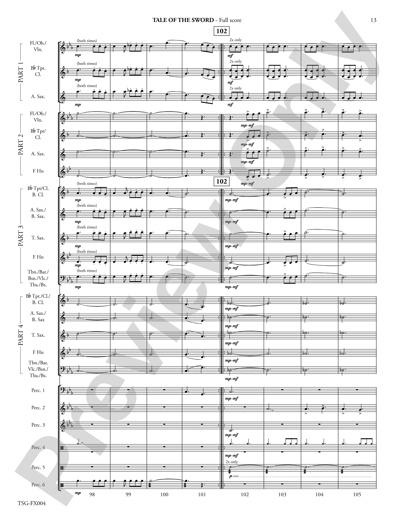 Tale of the Sword: Flexible Band/String Ensemble Score & Parts