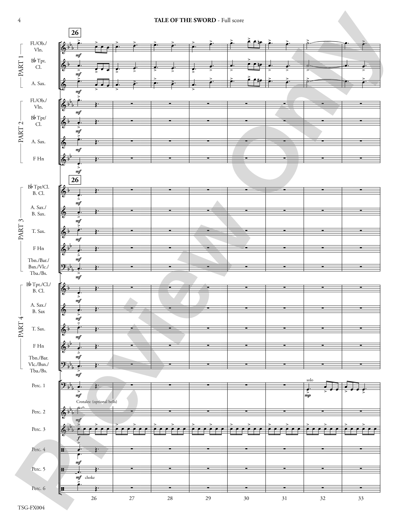 Tale of the Sword: Flexible Band/String Ensemble Score & Parts