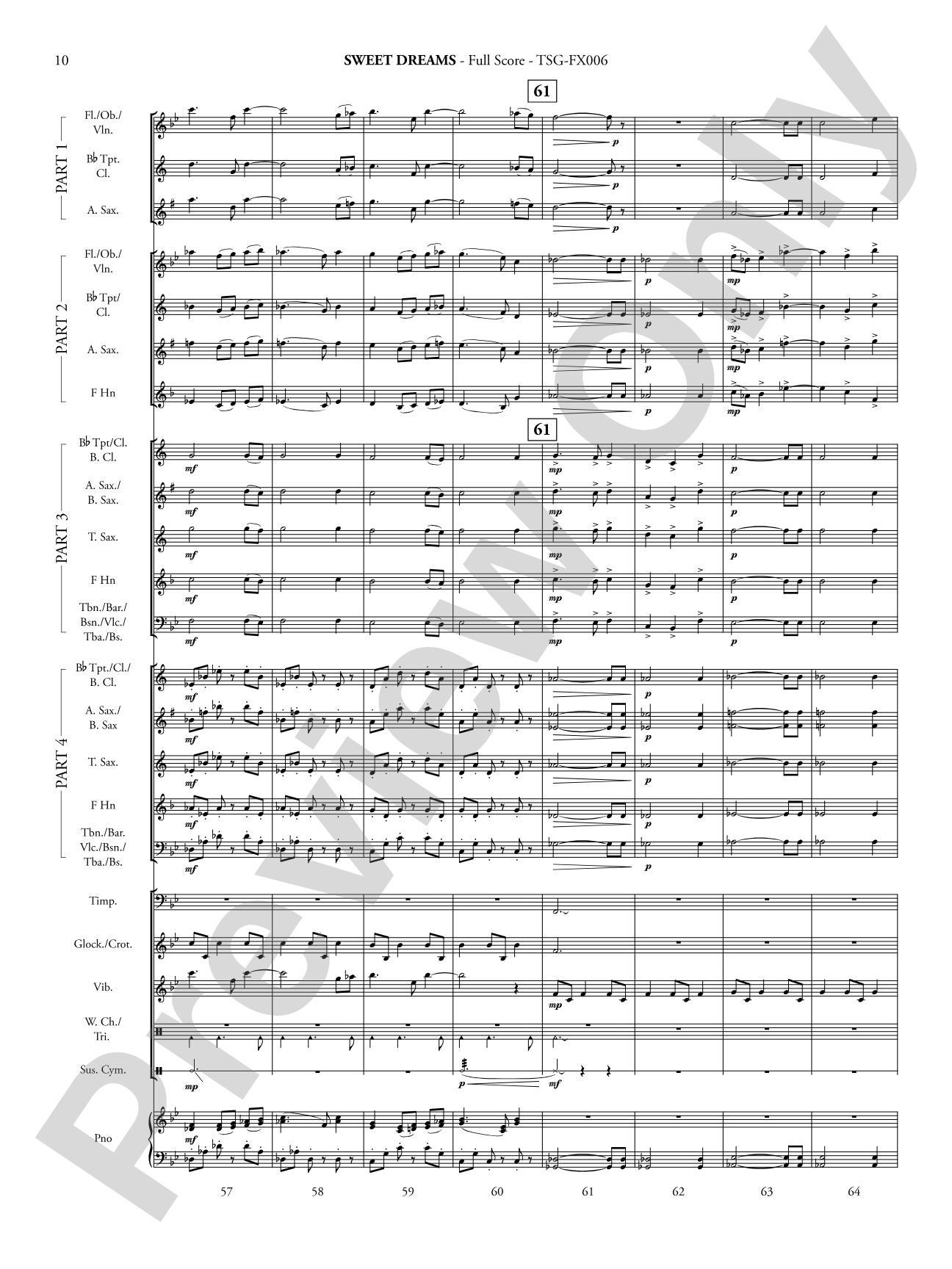 Sweet Dreams: Concert Band - Flexible Instrumentation Score & Parts