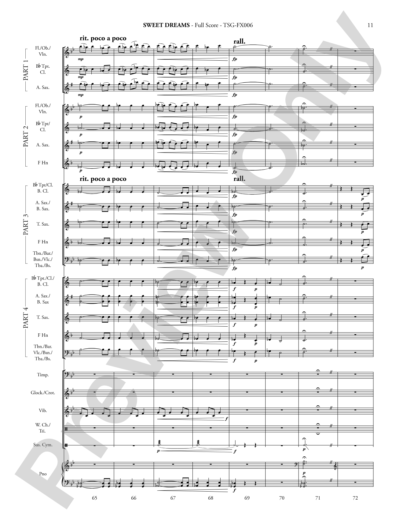 Sweet Dreams: Concert Band - Flexible Instrumentation Score & Parts