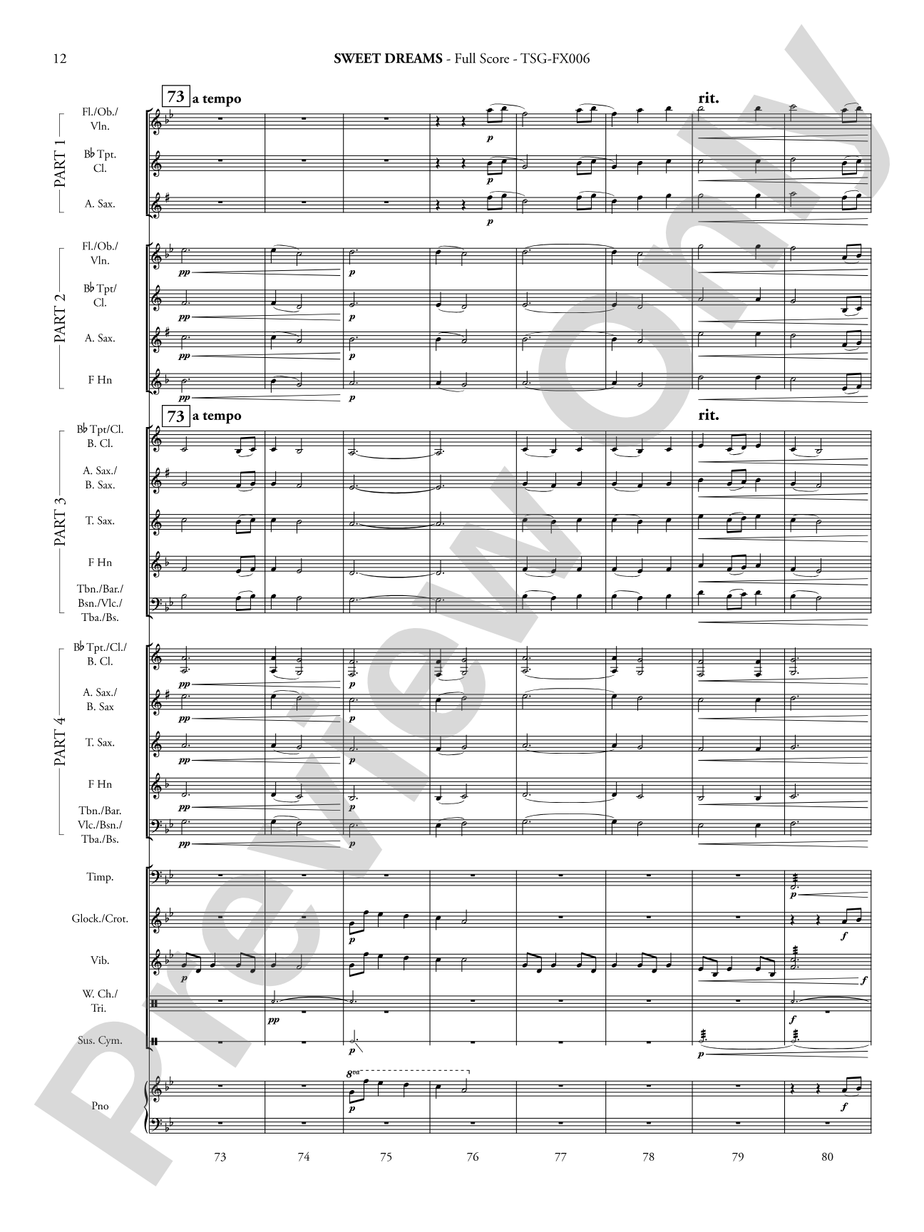 Sweet Dreams: Concert Band - Flexible Instrumentation Score & Parts