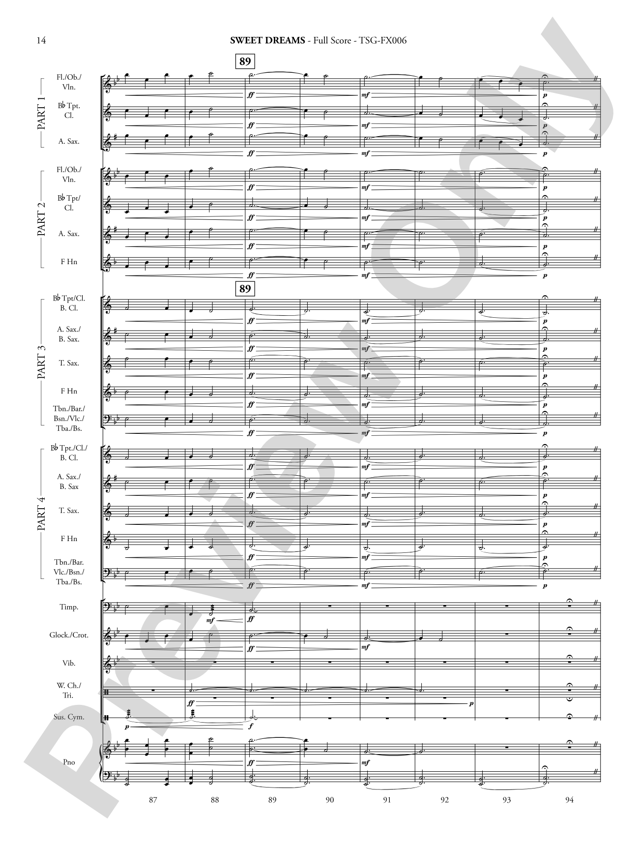 Sweet Dreams: Concert Band - Flexible Instrumentation Score & Parts
