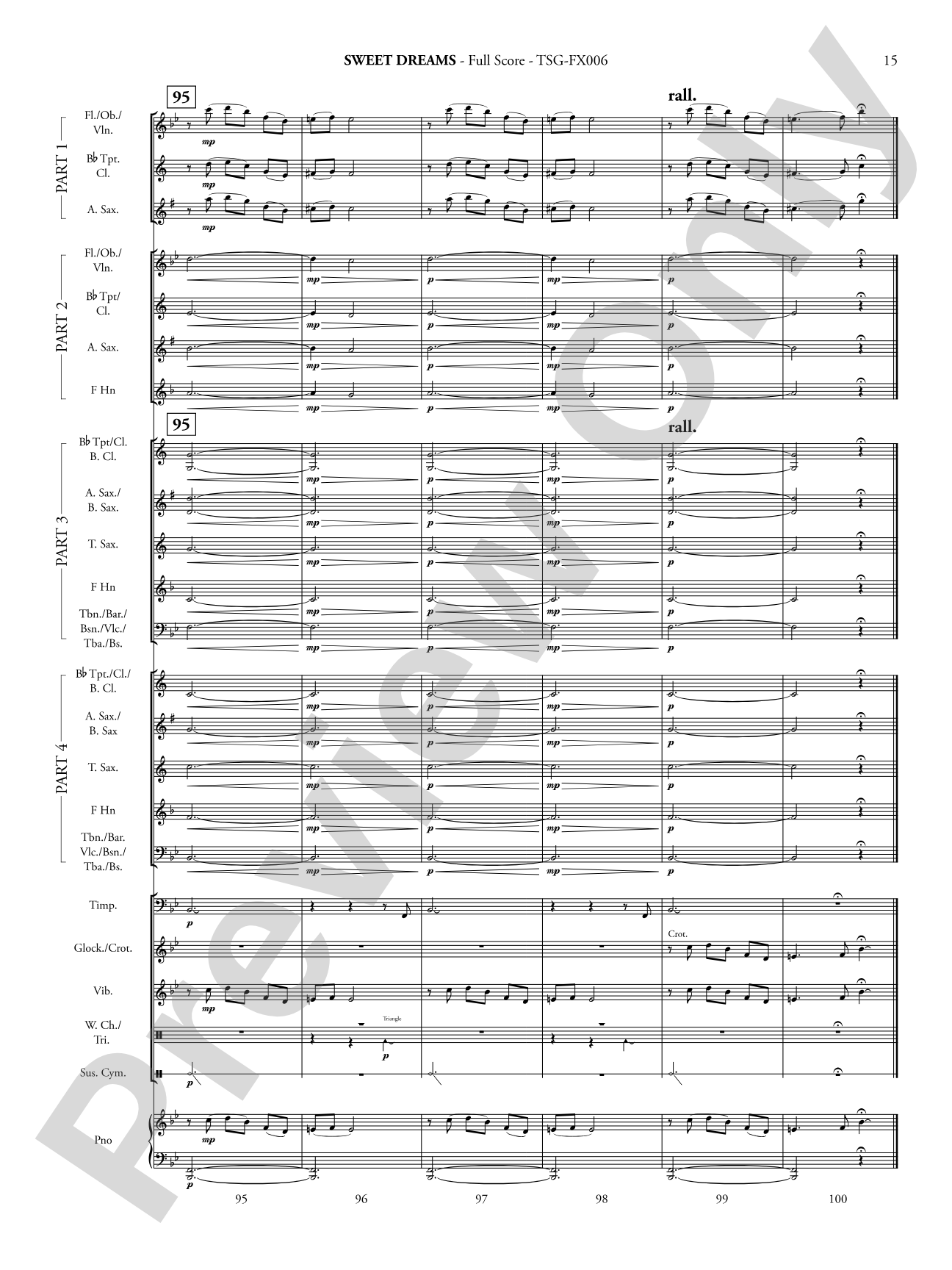 Sweet Dreams: Concert Band - Flexible Instrumentation Score & Parts