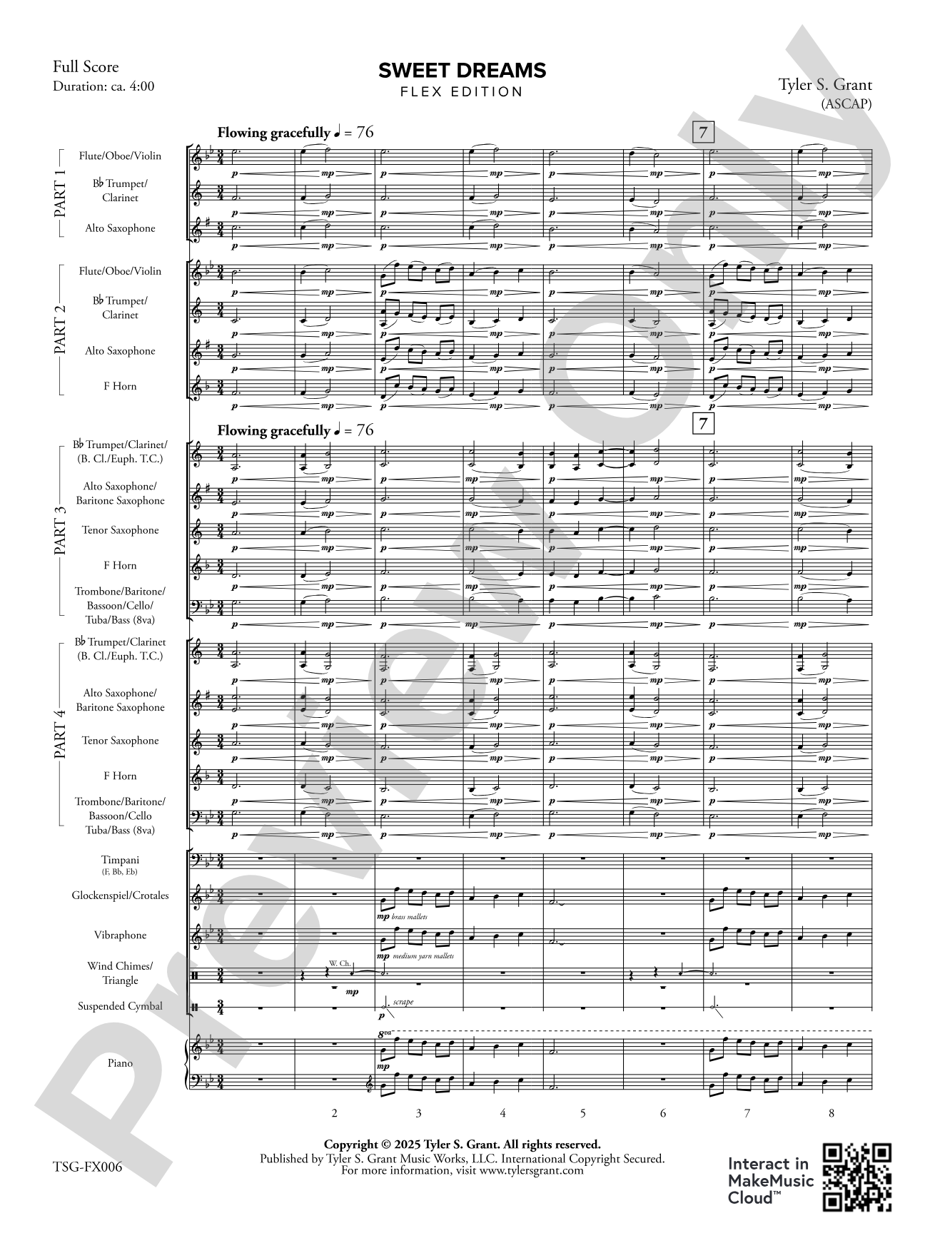 Sweet Dreams: Concert Band - Flexible Instrumentation Score & Parts