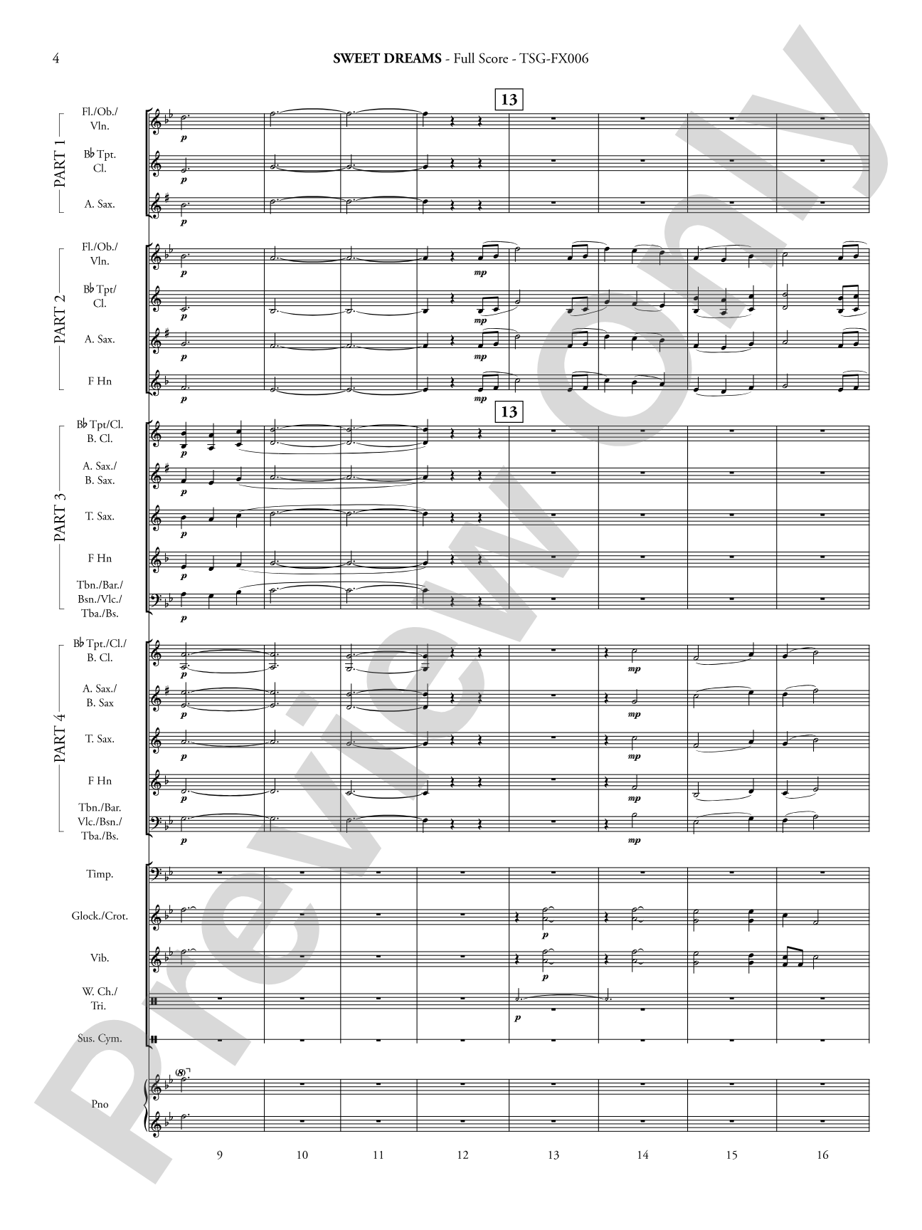 Sweet Dreams: Concert Band - Flexible Instrumentation Score & Parts