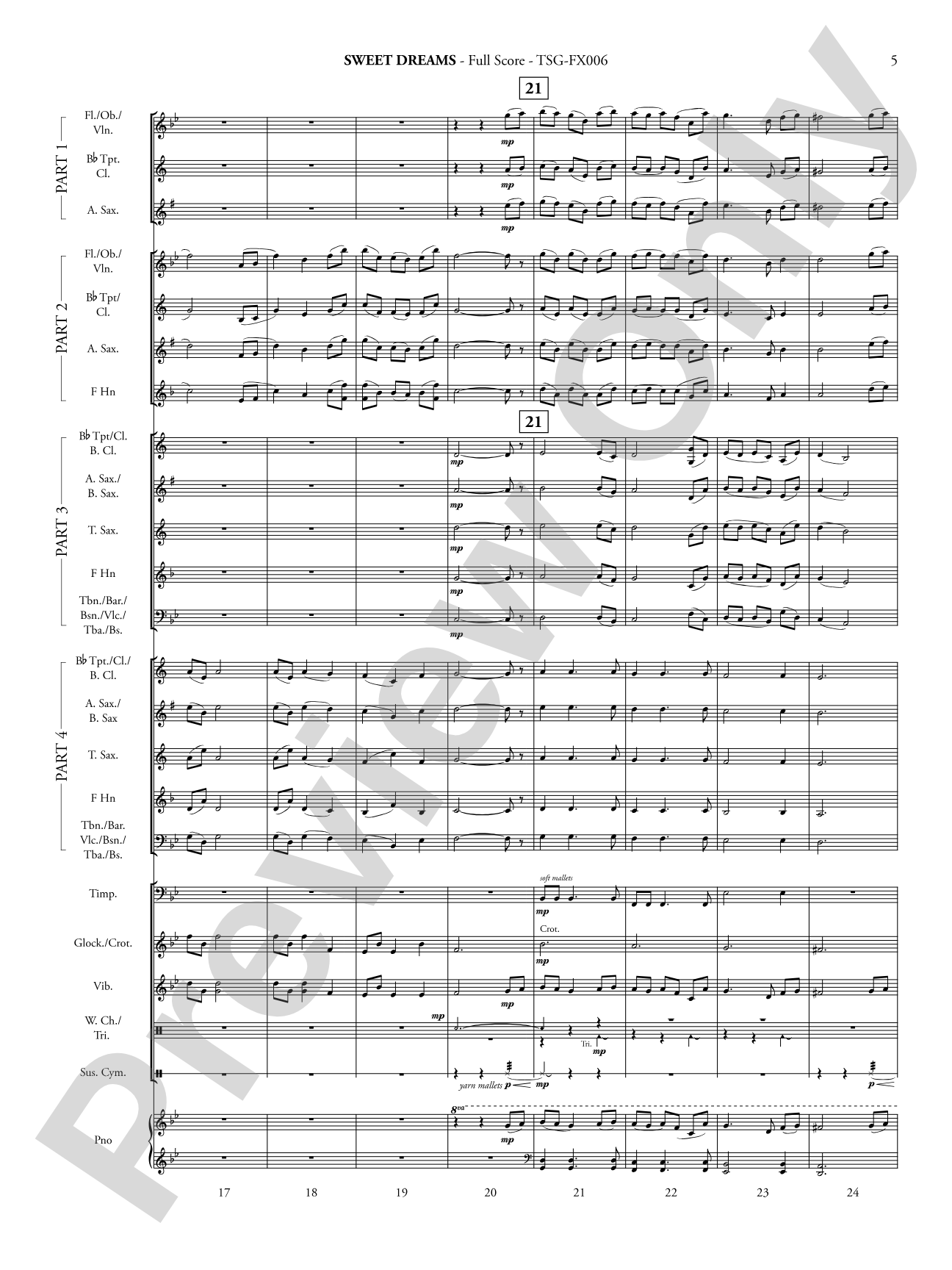 Sweet Dreams: Concert Band - Flexible Instrumentation Score & Parts