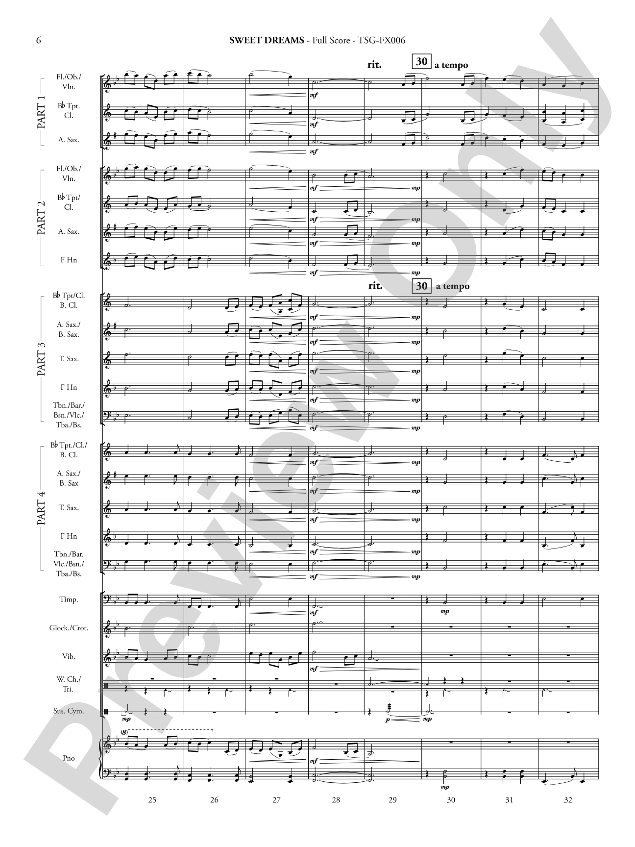 Sweet Dreams: Concert Band - Flexible Instrumentation Score & Parts