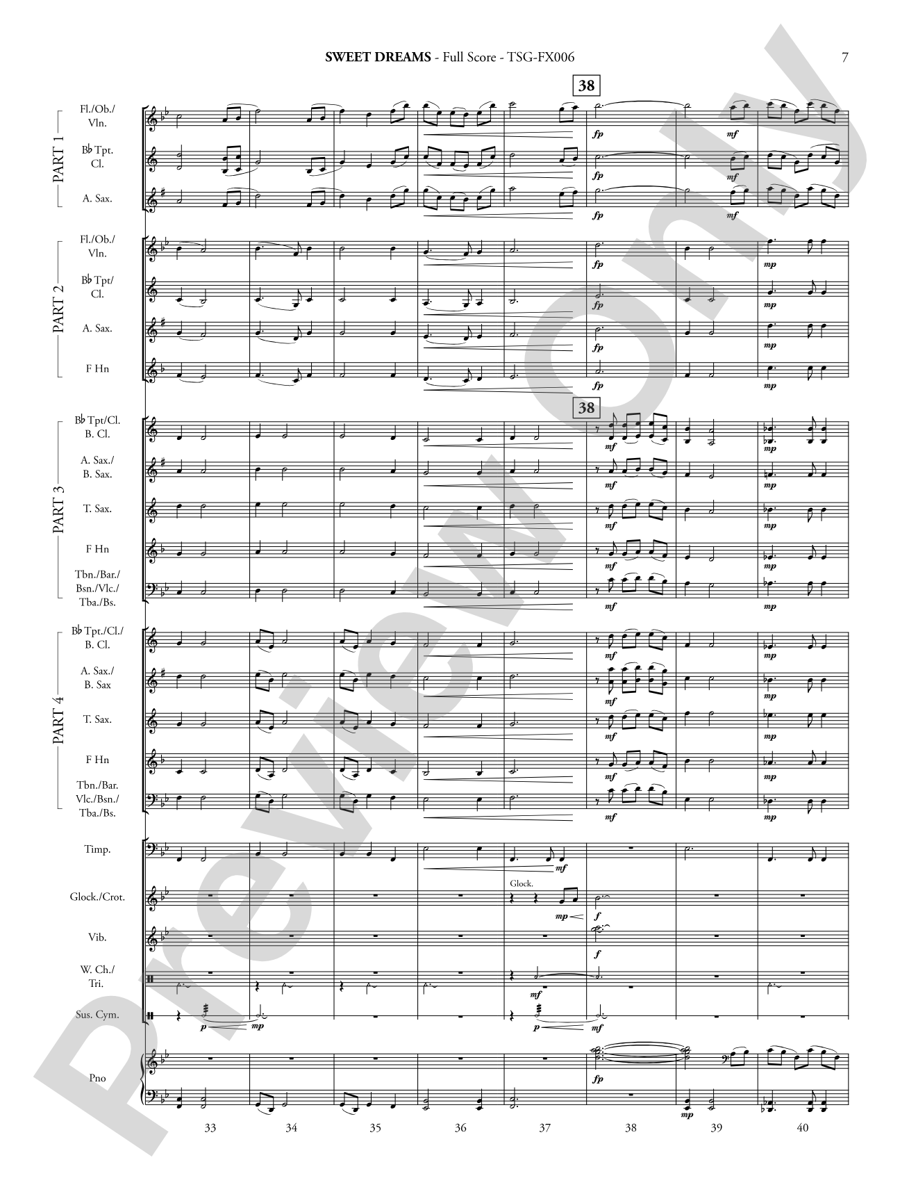 Sweet Dreams: Concert Band - Flexible Instrumentation Score & Parts