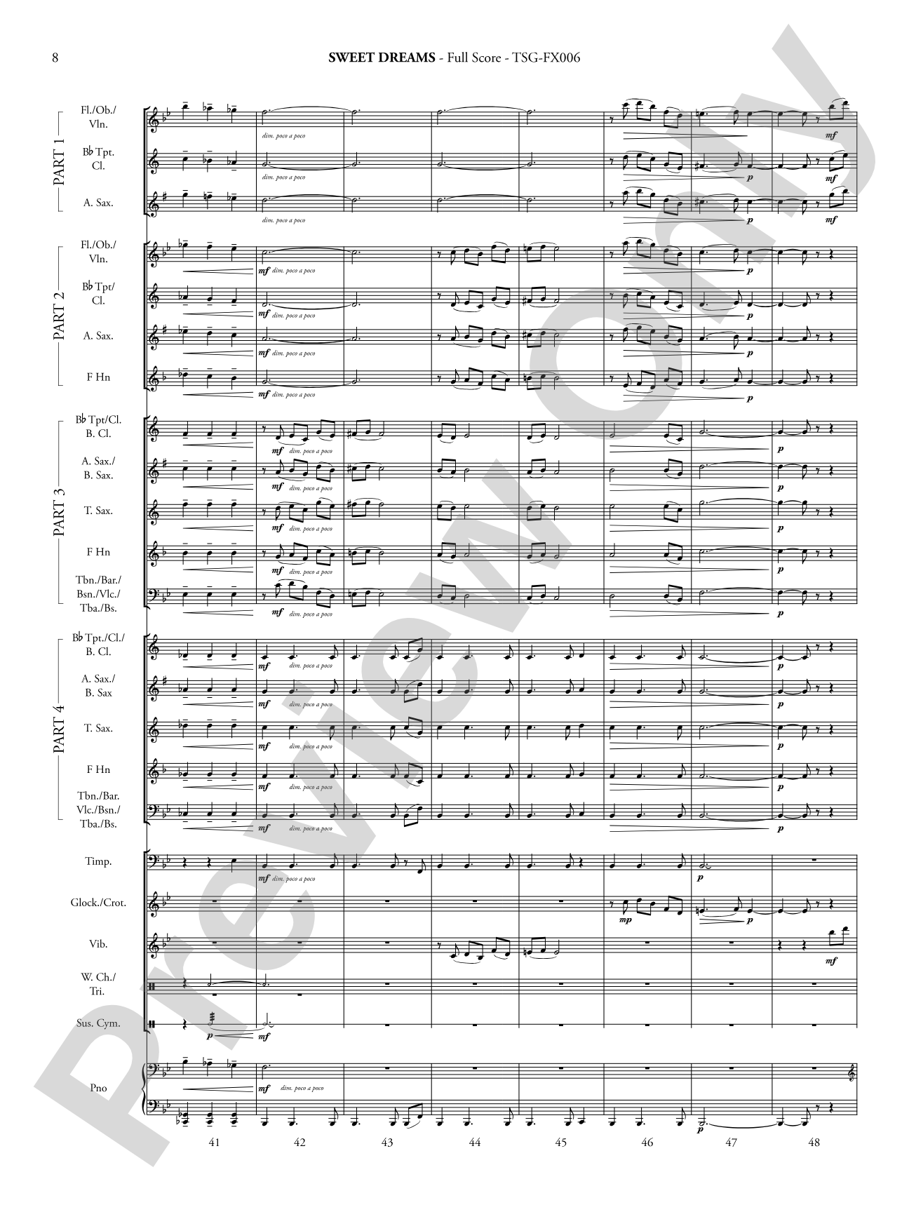 Sweet Dreams: Concert Band - Flexible Instrumentation Score & Parts