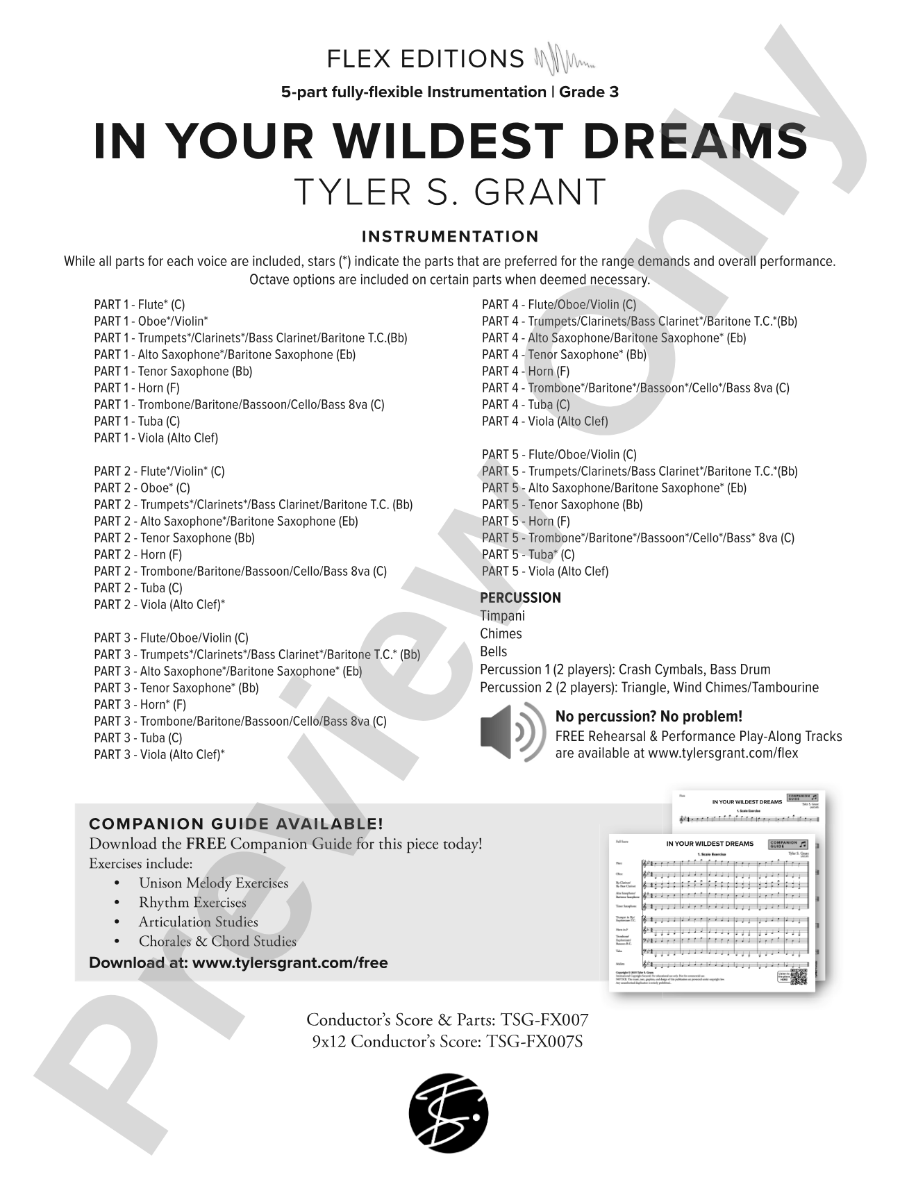 In Your Wildest Dreams: Concert Band - Flexible Instrumentation Score & Parts
