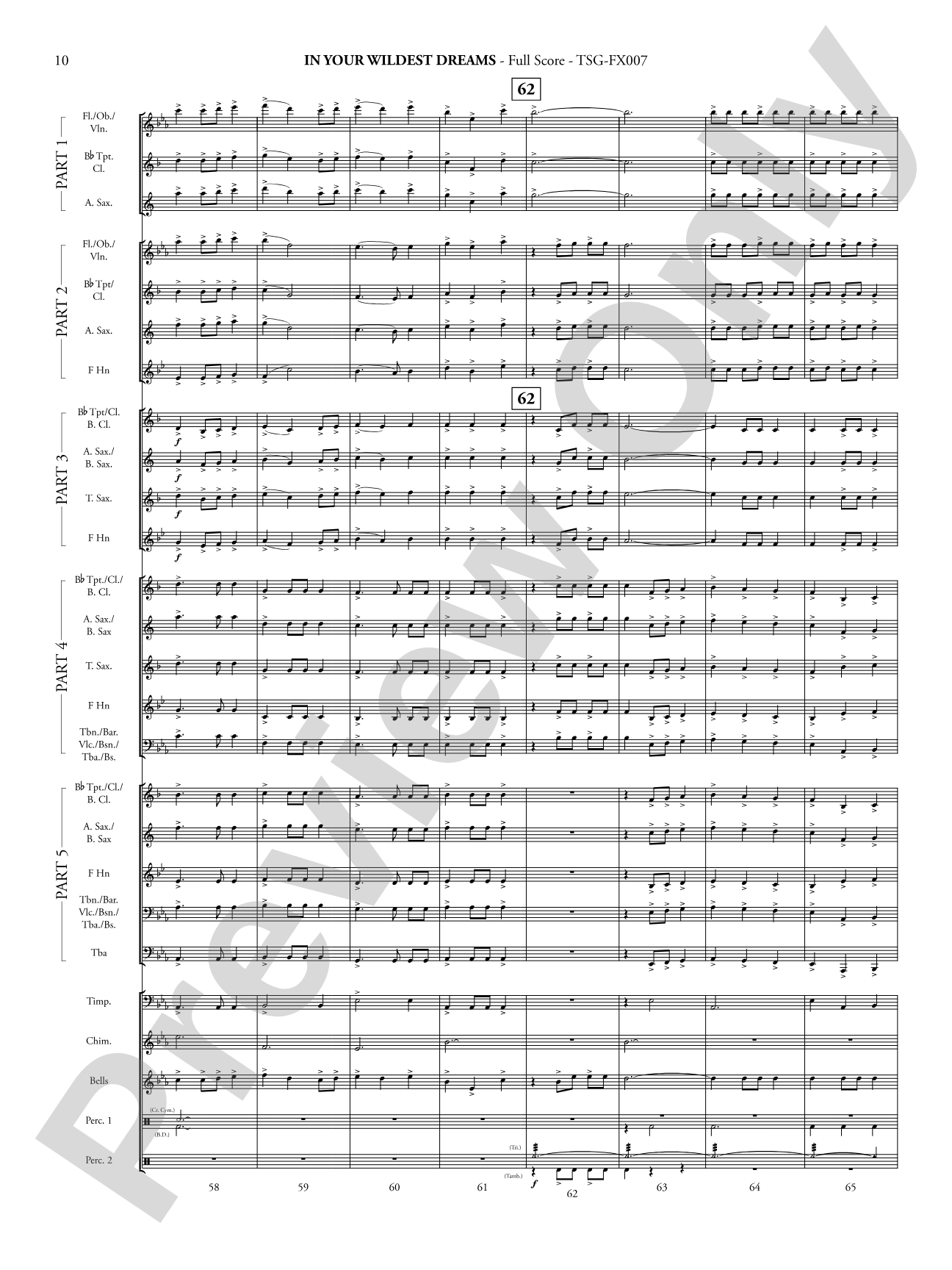 In Your Wildest Dreams: Concert Band - Flexible Instrumentation Score & Parts