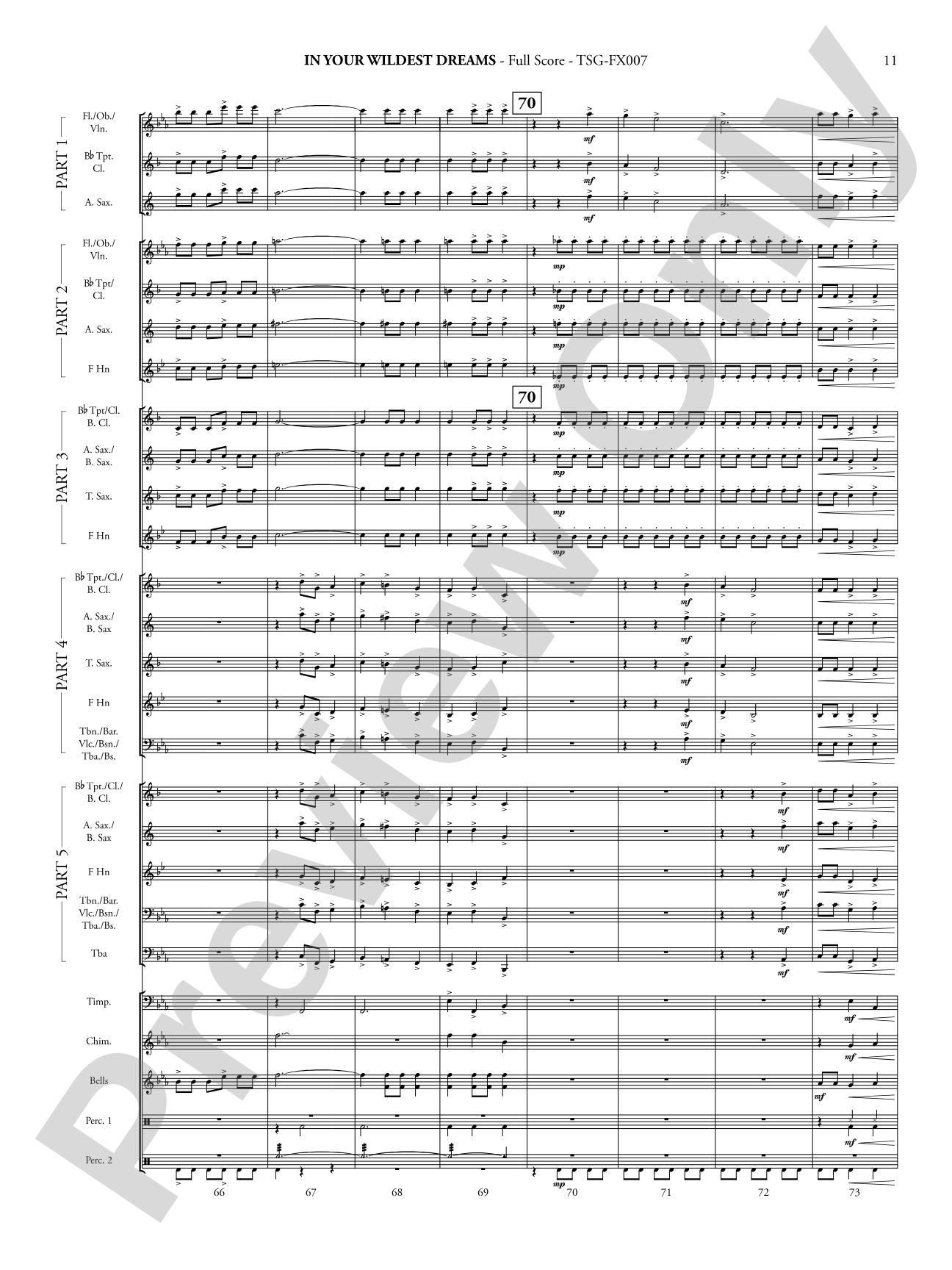 In Your Wildest Dreams: Concert Band - Flexible Instrumentation Score & Parts
