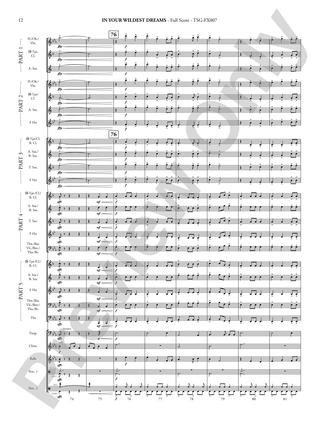 In Your Wildest Dreams: Concert Band - Flexible Instrumentation Score & Parts