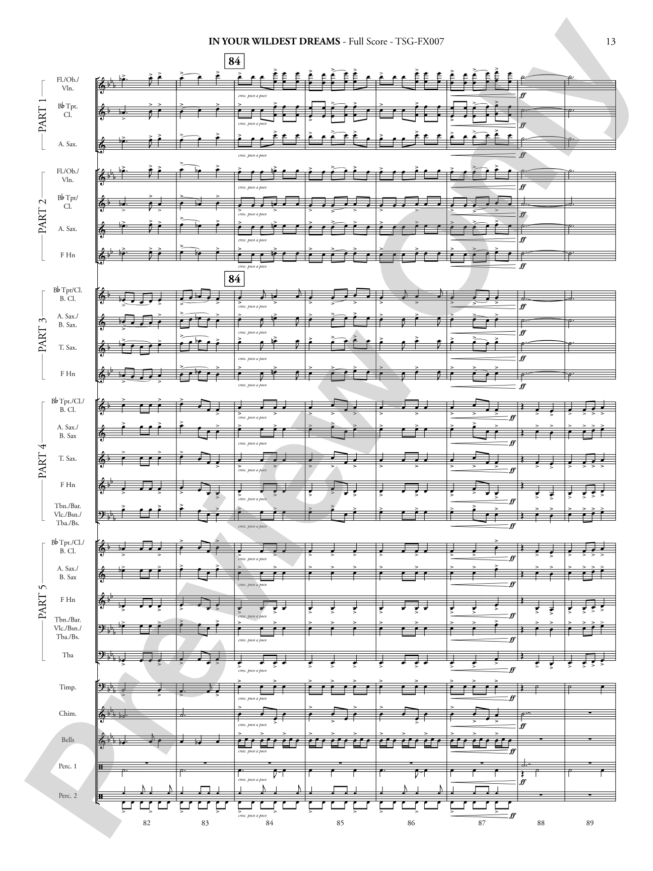 In Your Wildest Dreams: Concert Band - Flexible Instrumentation Score & Parts