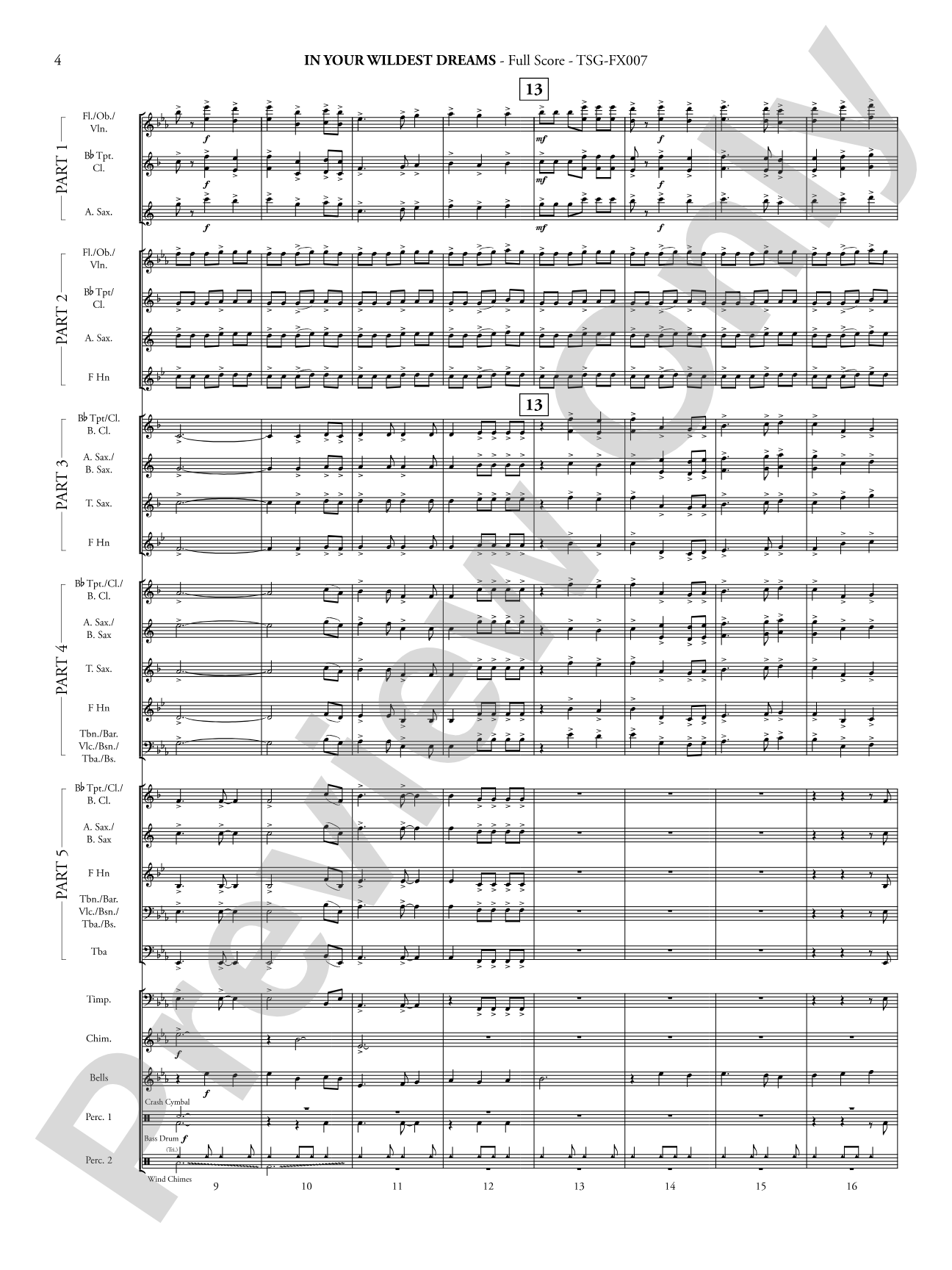 In Your Wildest Dreams: Concert Band - Flexible Instrumentation Score & Parts