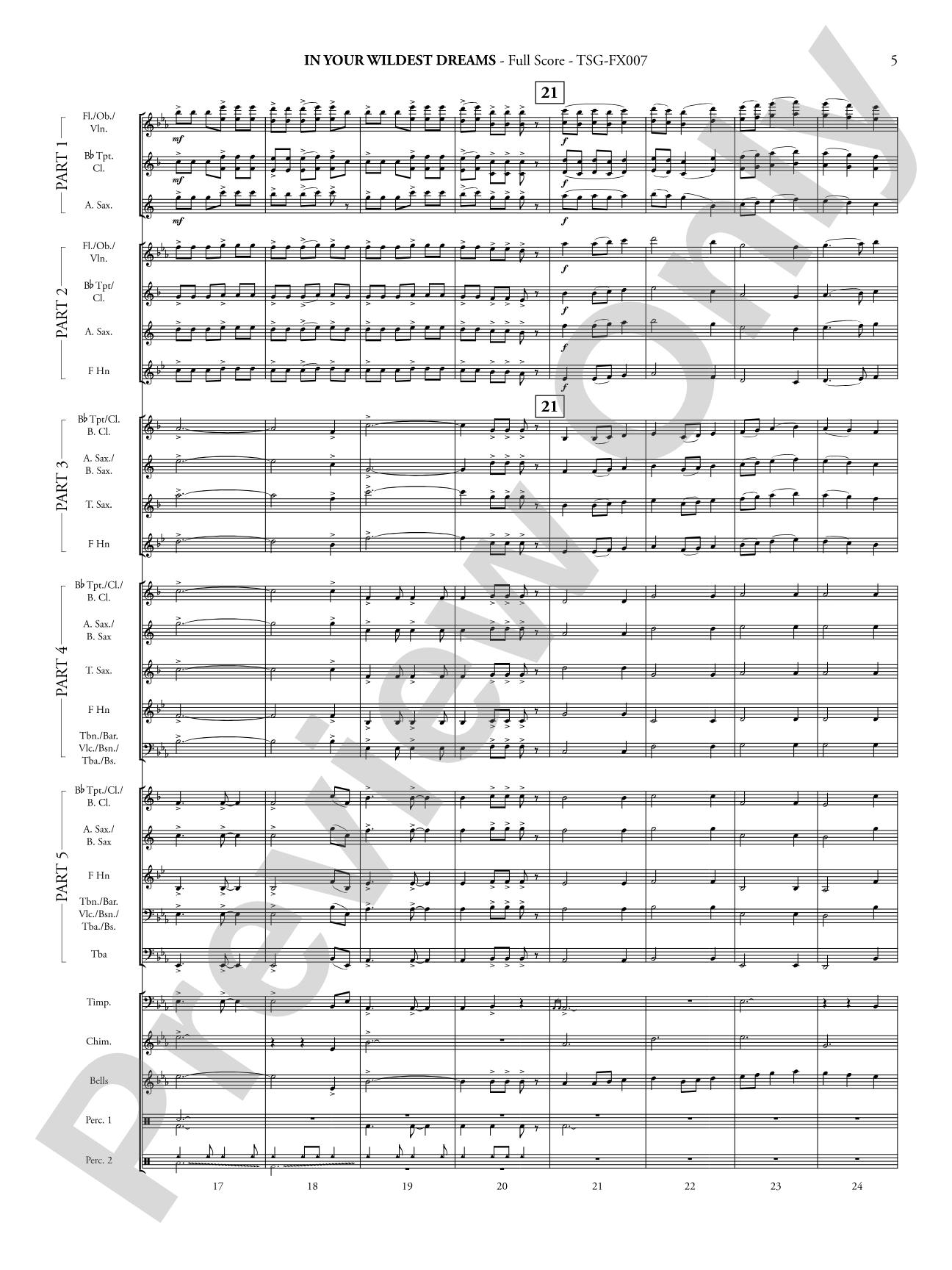 In Your Wildest Dreams: Concert Band - Flexible Instrumentation Score & Parts