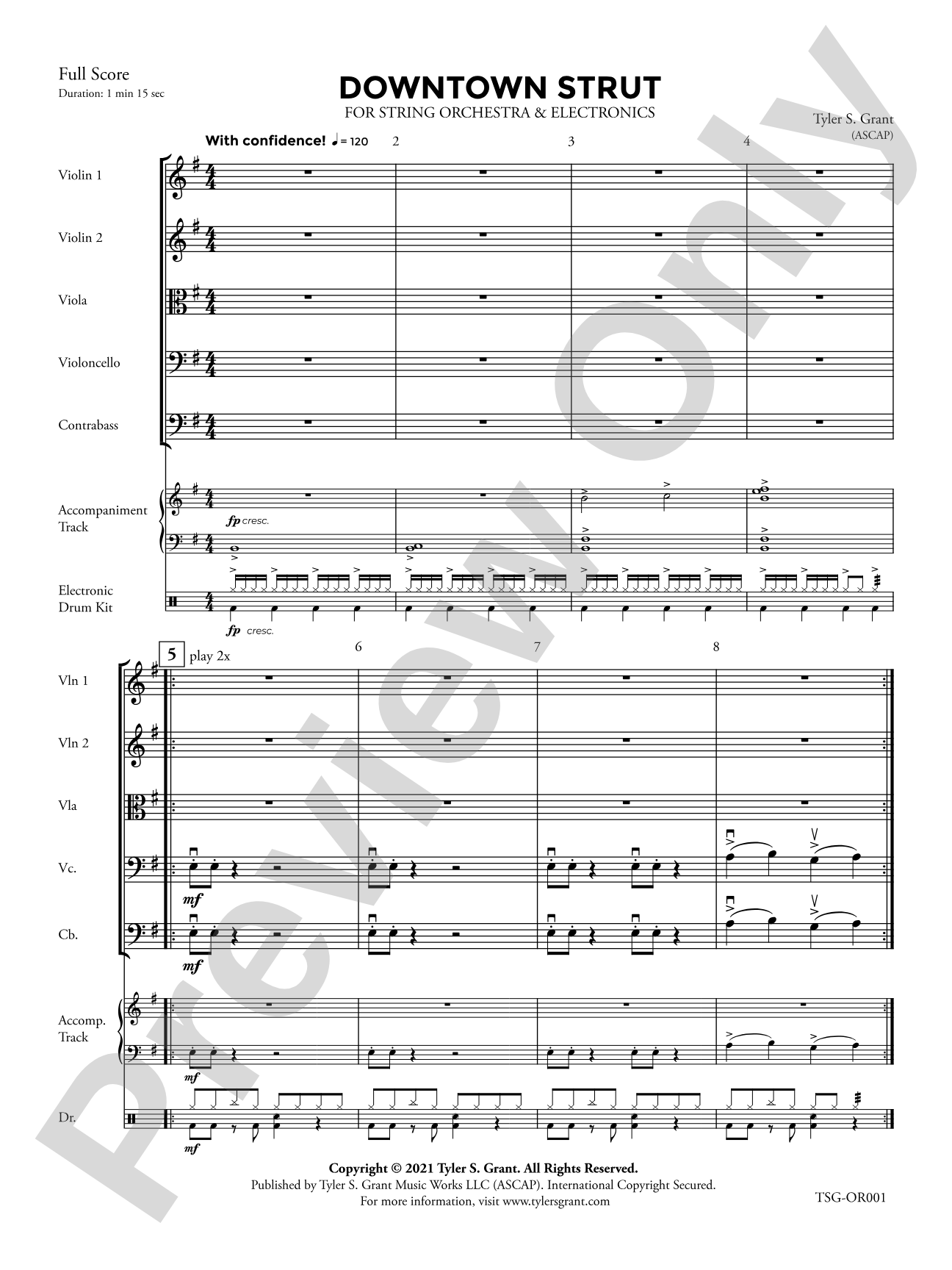 Downtown Strut: String Orchestra Conductor Score & Parts