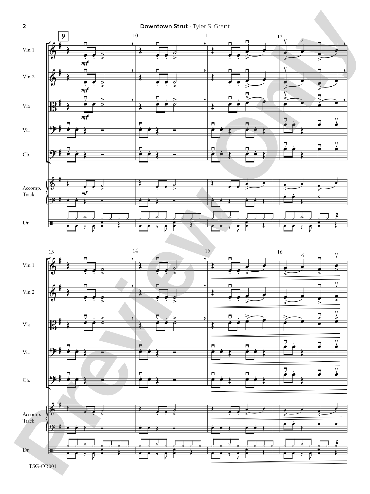 Downtown Strut: String Orchestra Conductor Score & Parts