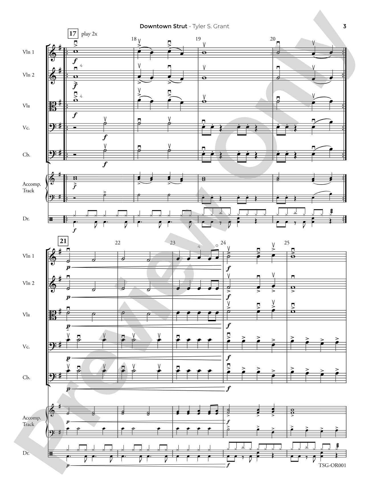 Downtown Strut: String Orchestra Conductor Score & Parts