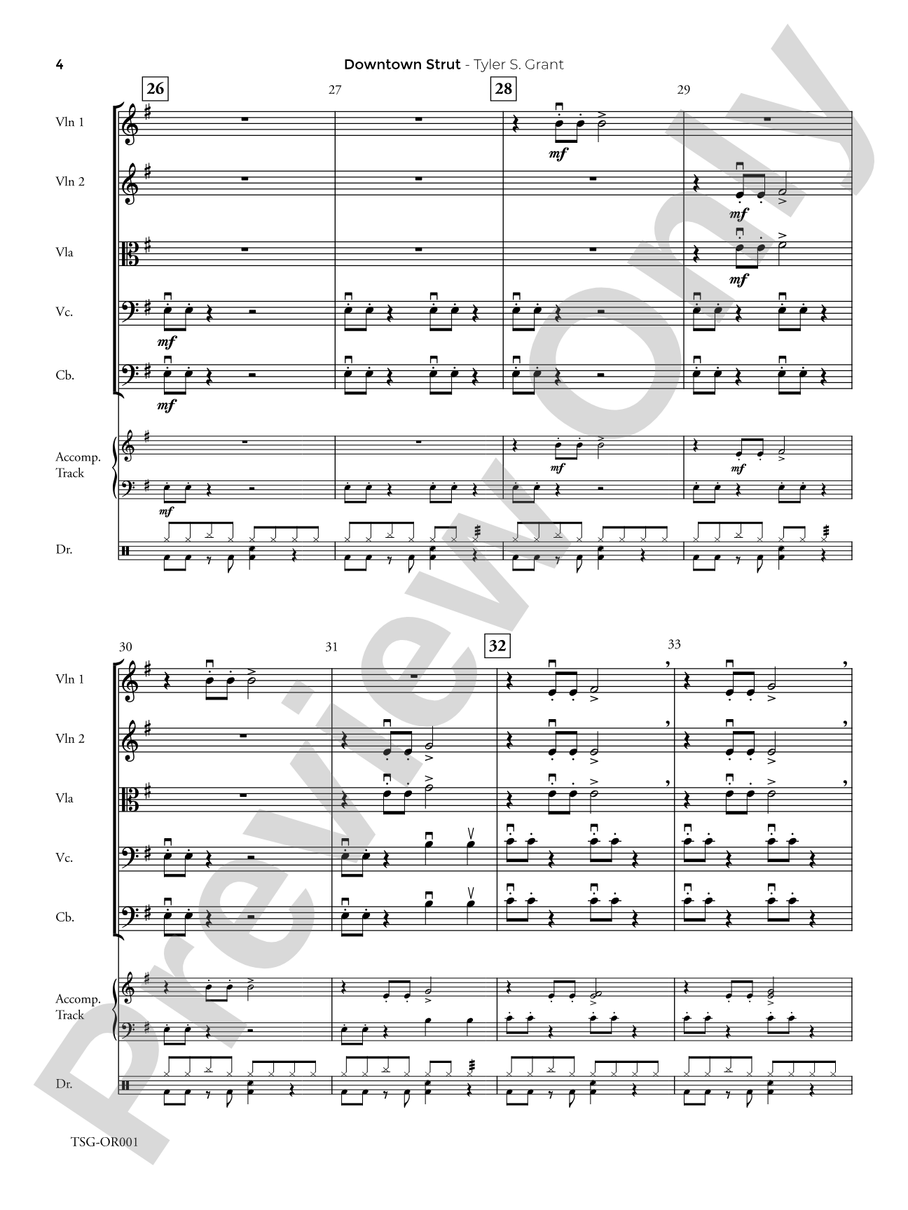 Downtown Strut: String Orchestra Conductor Score & Parts