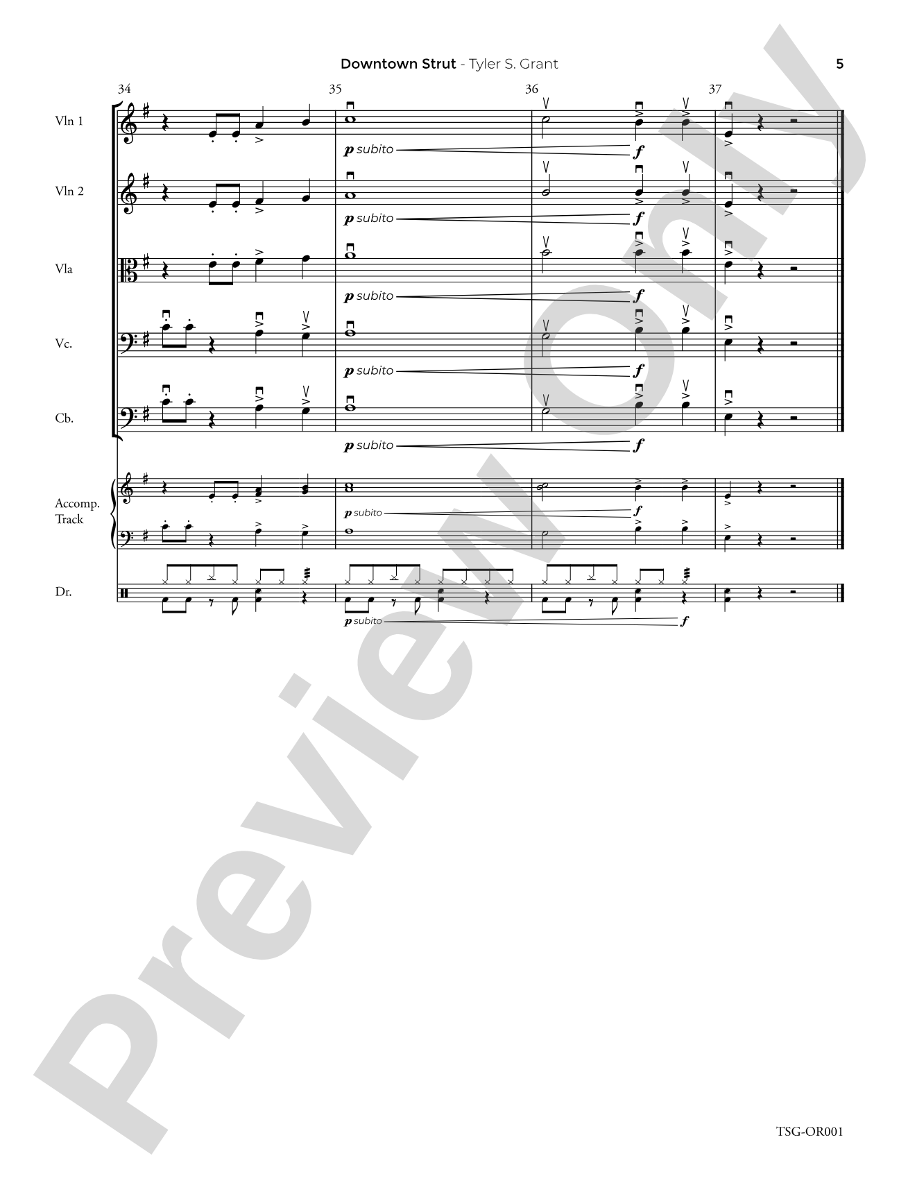 Downtown Strut: String Orchestra Conductor Score & Parts