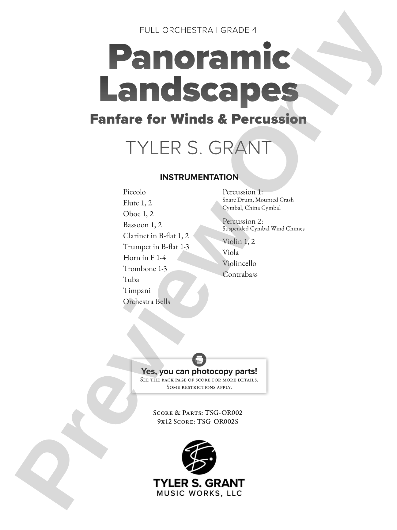 Panoramic Landscapes: Full Orchestra Conductor Score & Parts