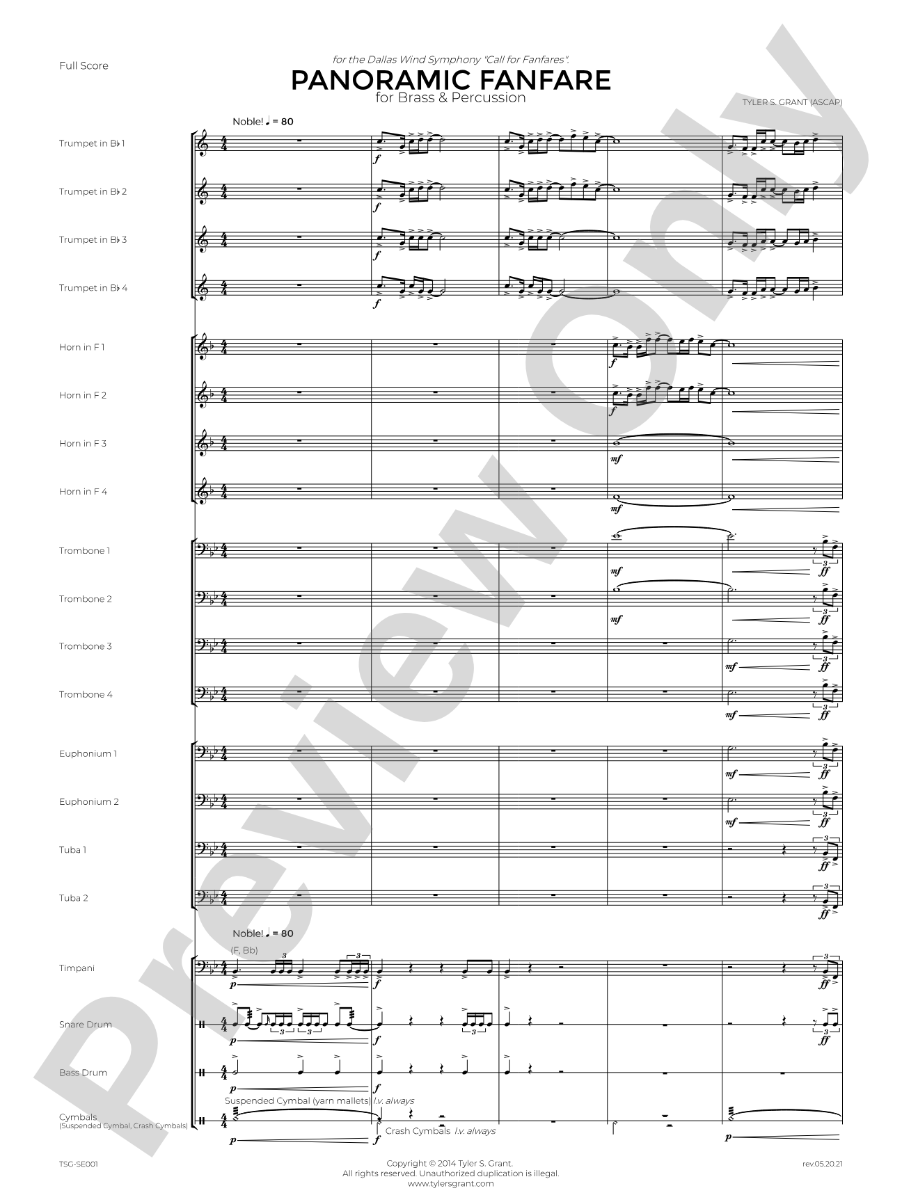 Panoramic Fanfare: Brass Band Conductor Score & Parts