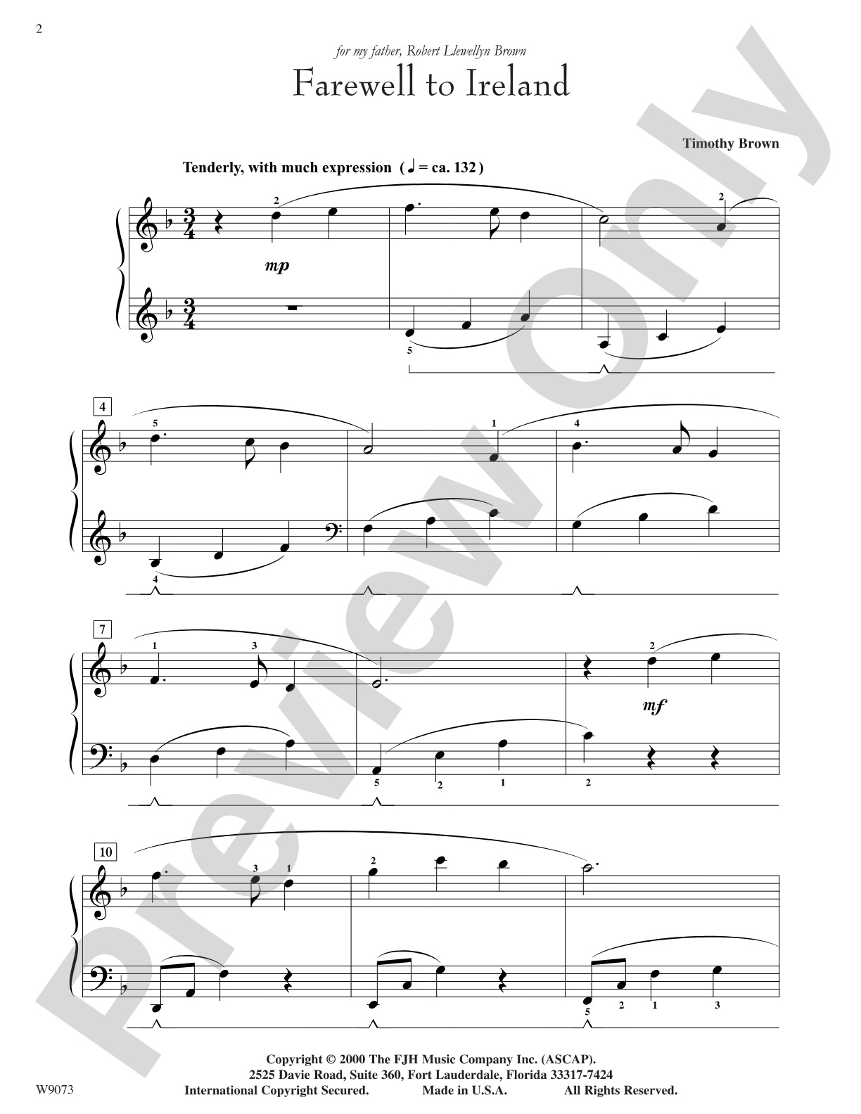 Farewell to Ireland: Piano