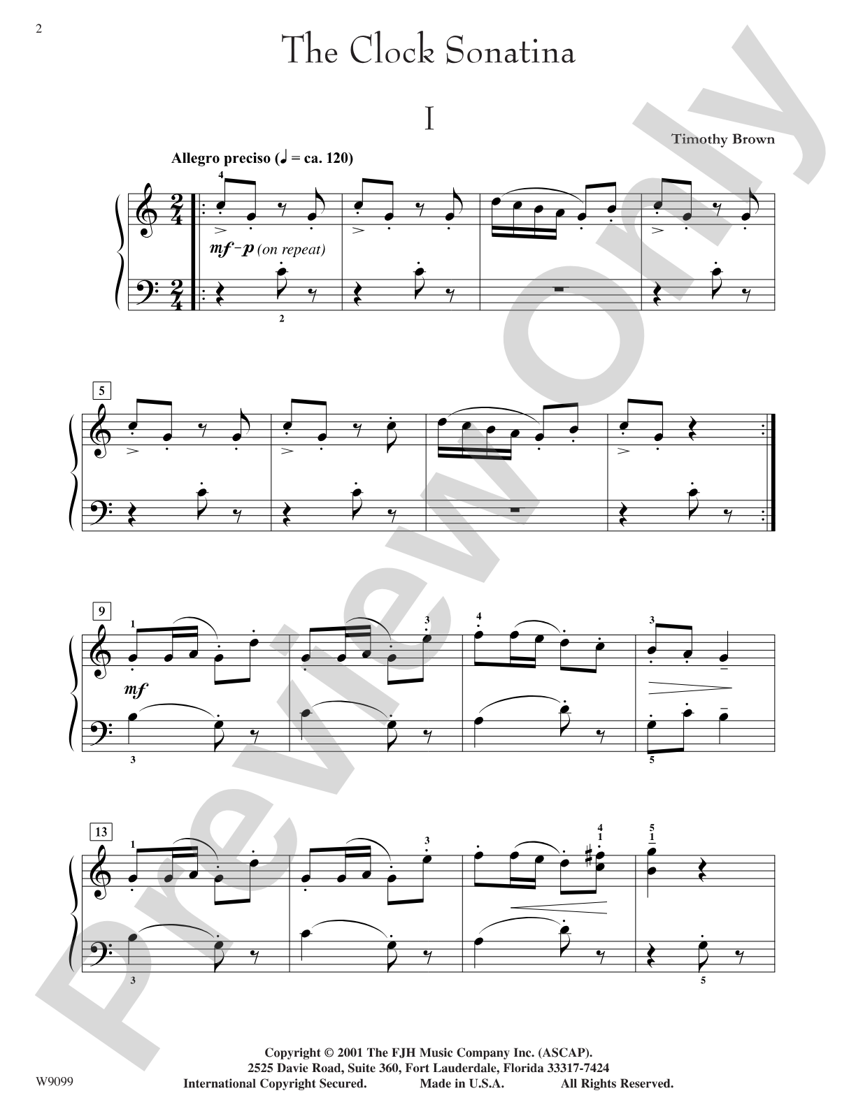 The Clock Sonatina: Piano