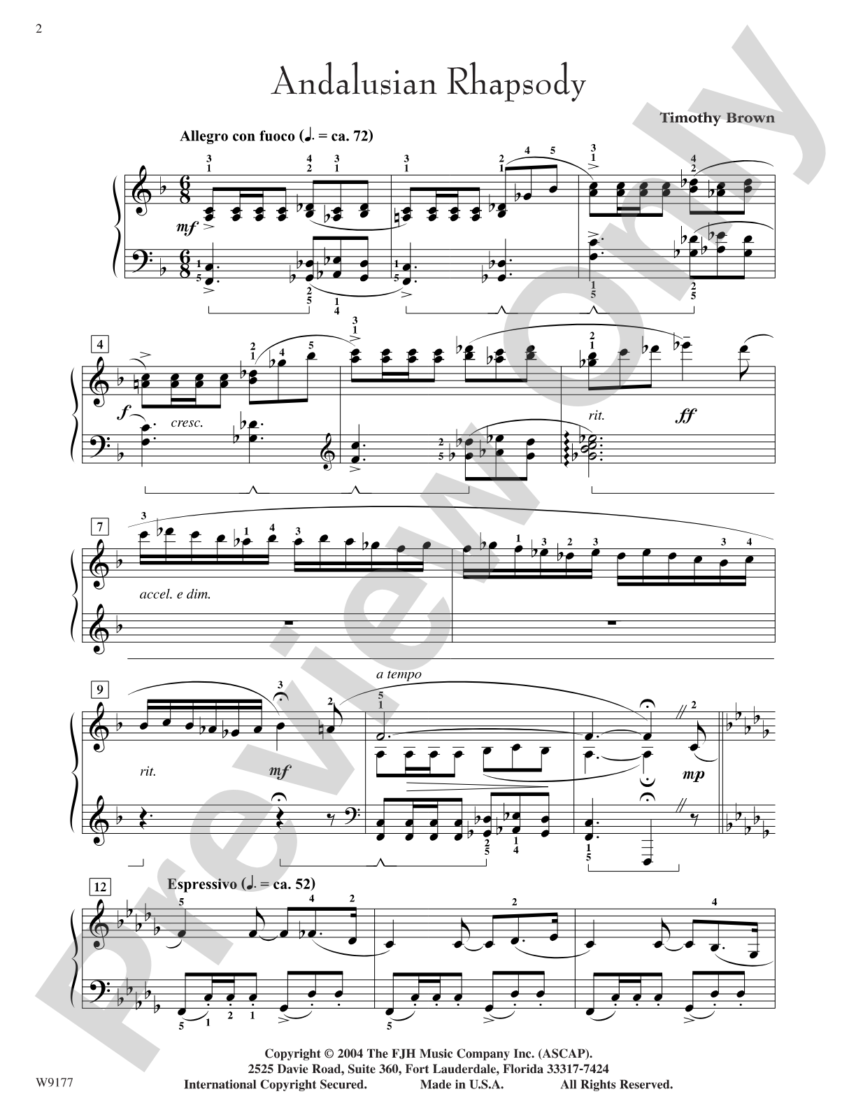 Andalusian Rhapsody: Piano