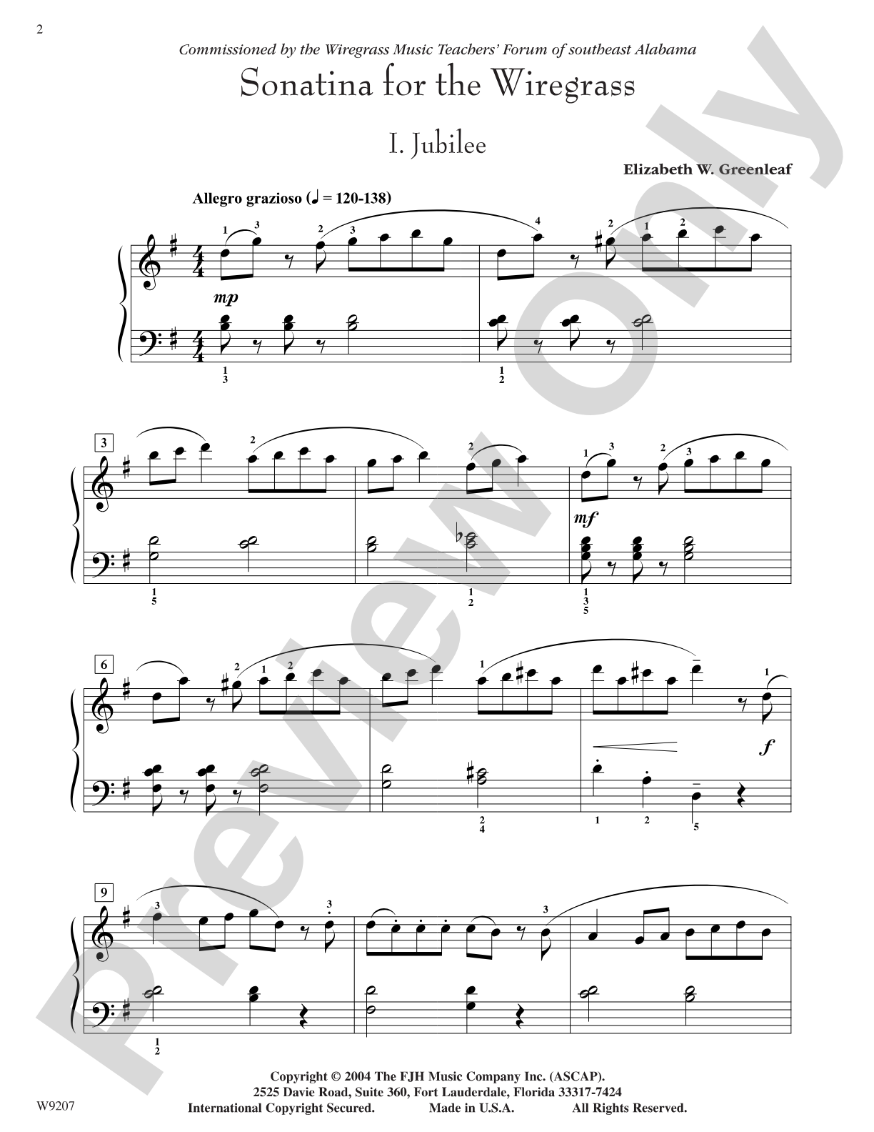 Sonatina for the Wiregrass: Piano