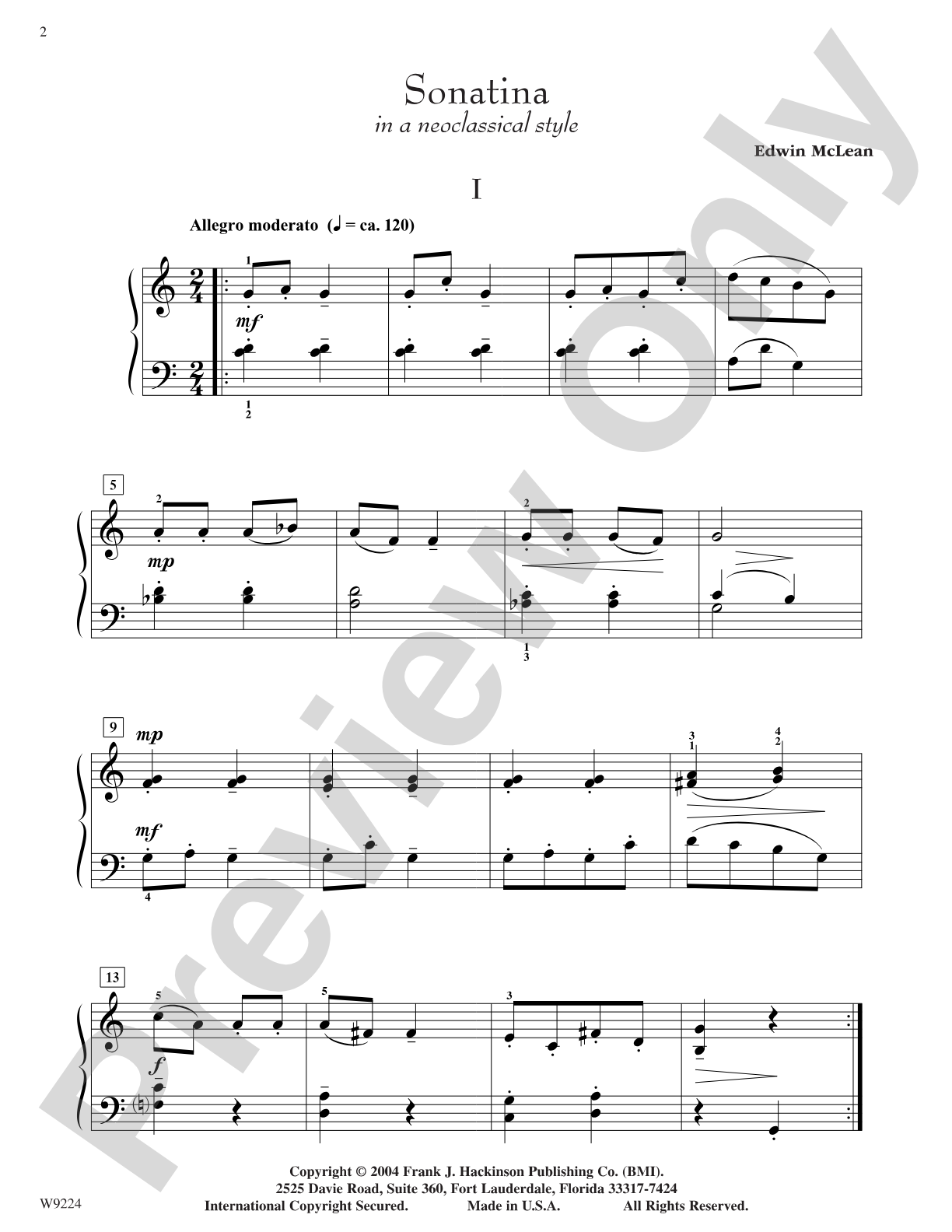 Sonatina in a Neoclassical style: Piano